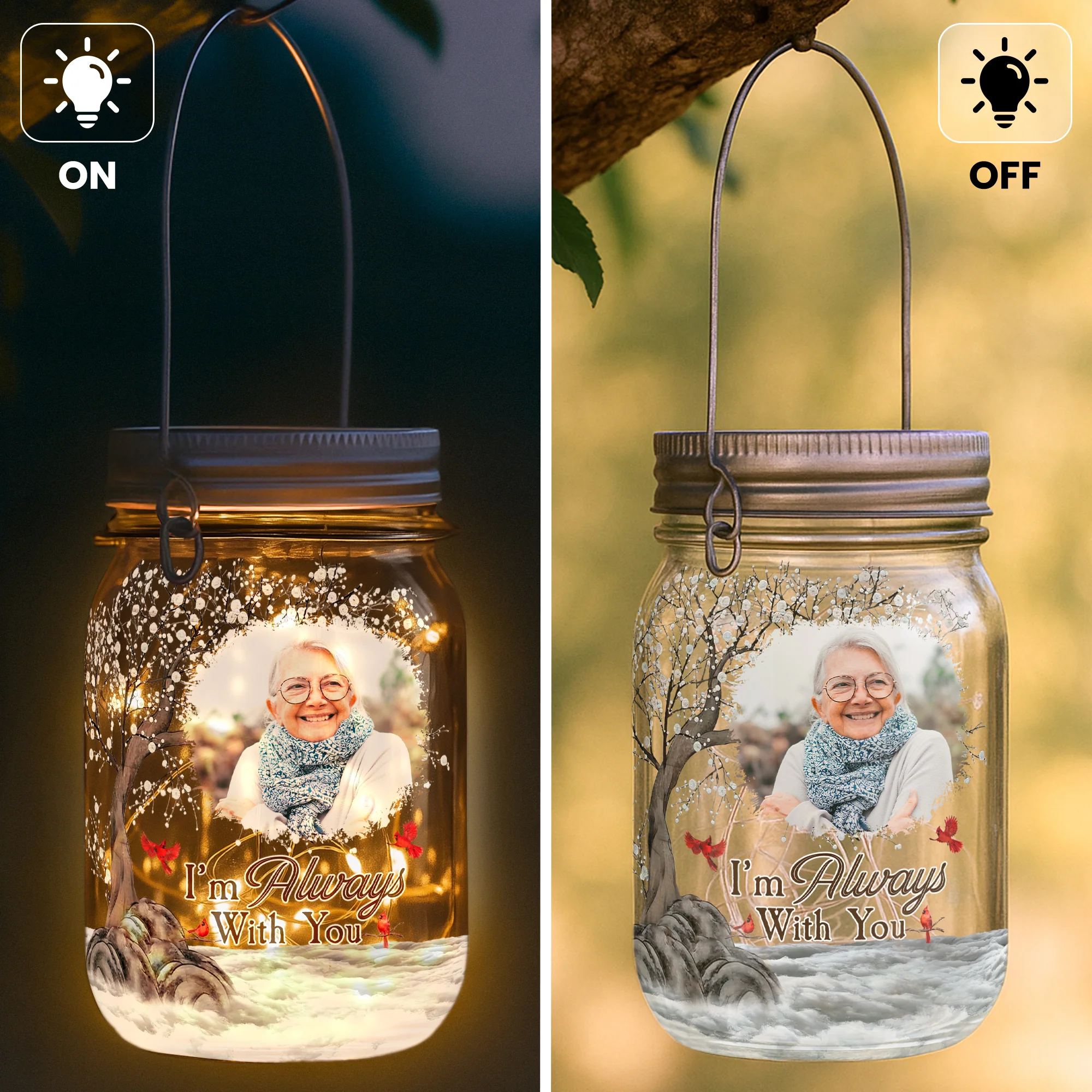 I'm Always With You - Personalized Photo Solar Mason Jar Light - Image 2