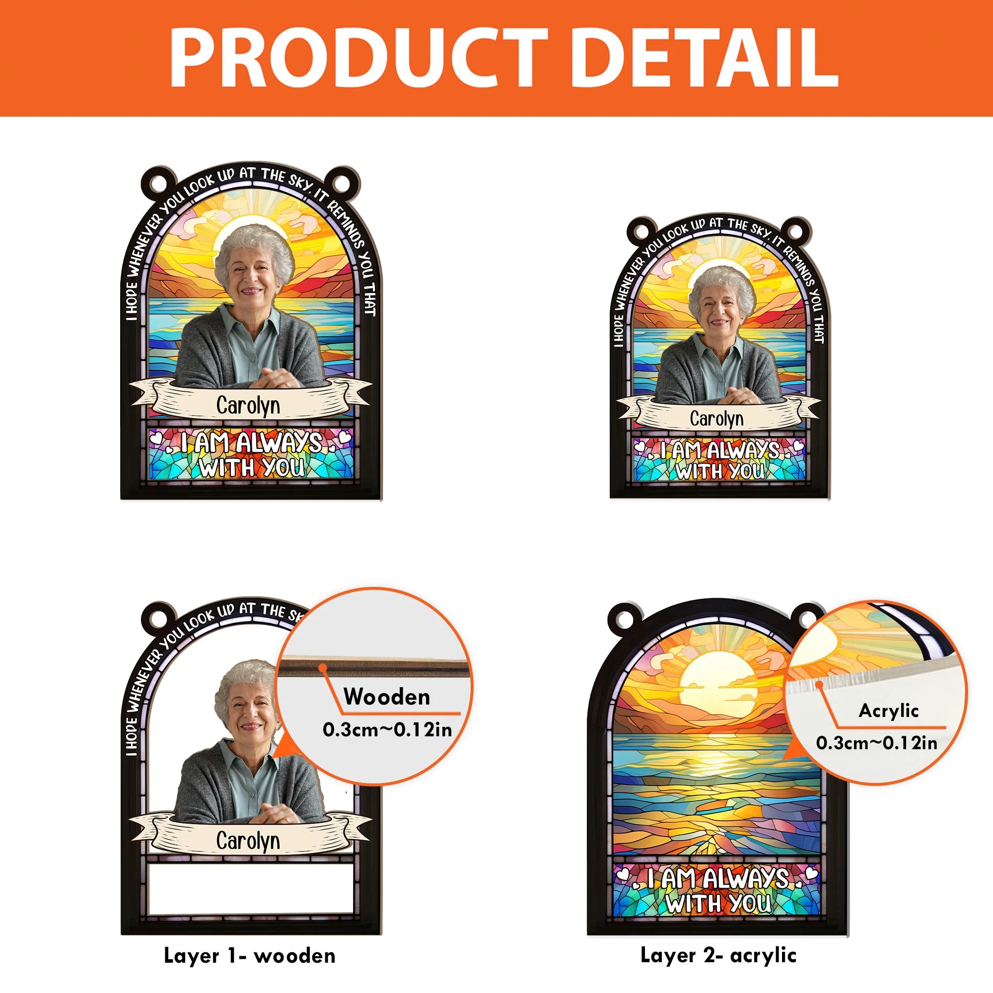 I'm Always With You - Personalized Window Hanging Suncatcher Photo Ornament - Image 5