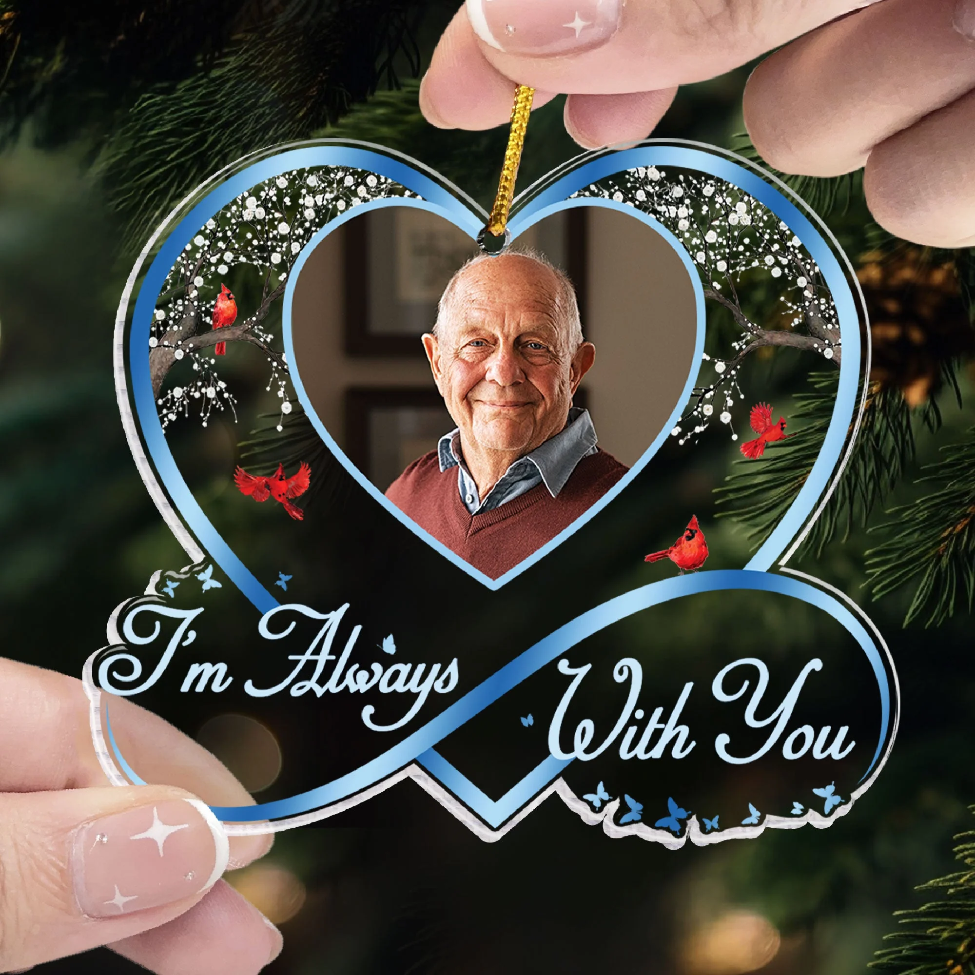 I'm Always With You Sympathy Keepsake Gift - Personalized Acrylic Photo Ornament - Image 2