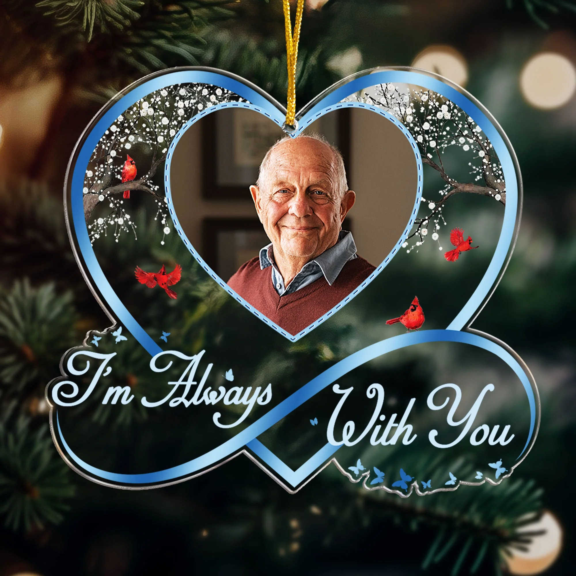 I'm Always With You Sympathy Keepsake Gift - Personalized Acrylic Photo Ornament - Image 3