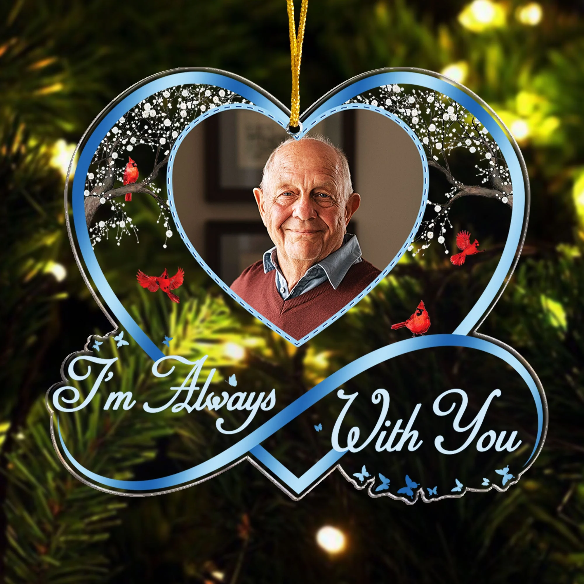 I'm Always With You Sympathy Keepsake Gift - Personalized Acrylic Photo Ornament - Image 4