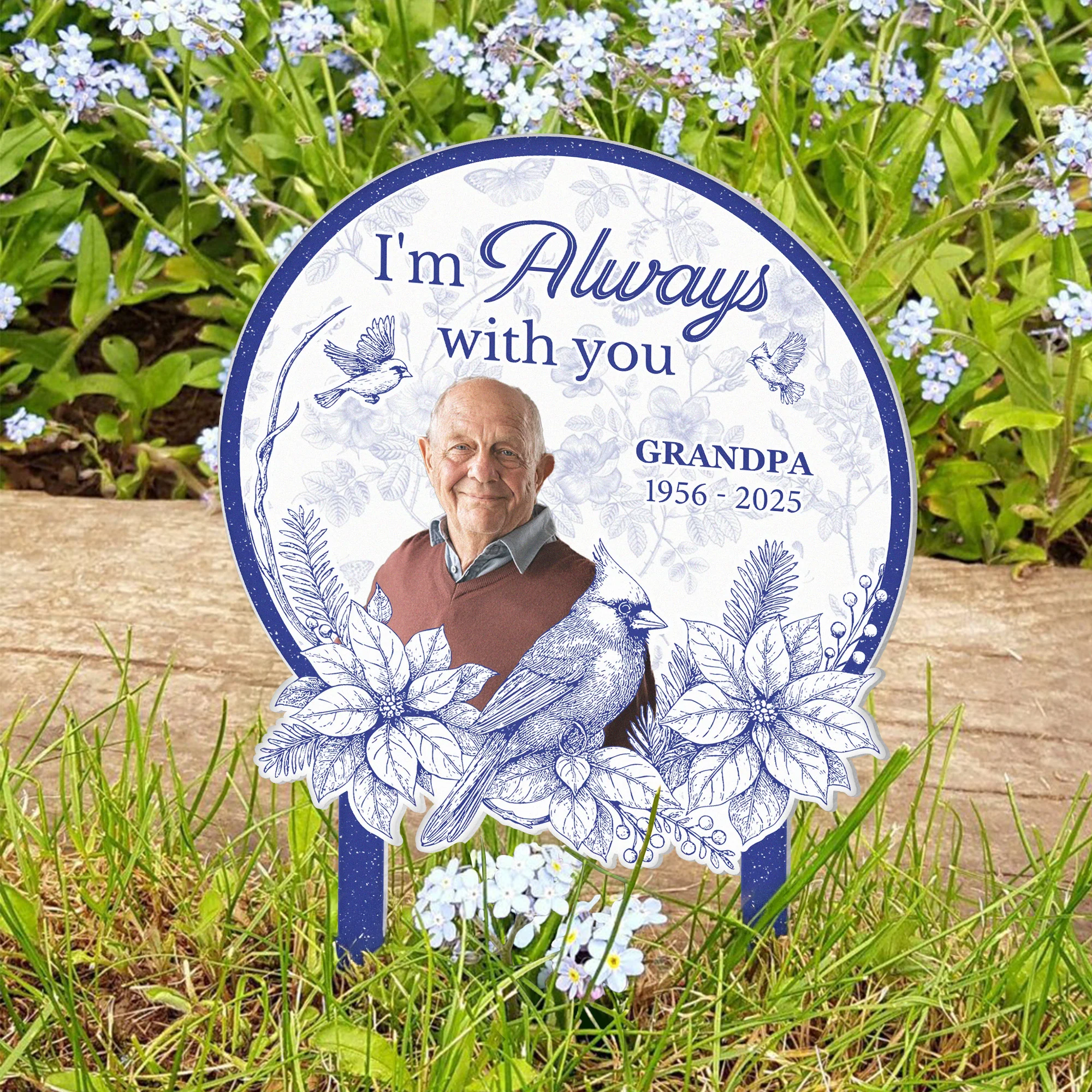 I'm Always With You Toile De Jouy Style - Personalized Metal Photo Garden Stake - Image 6