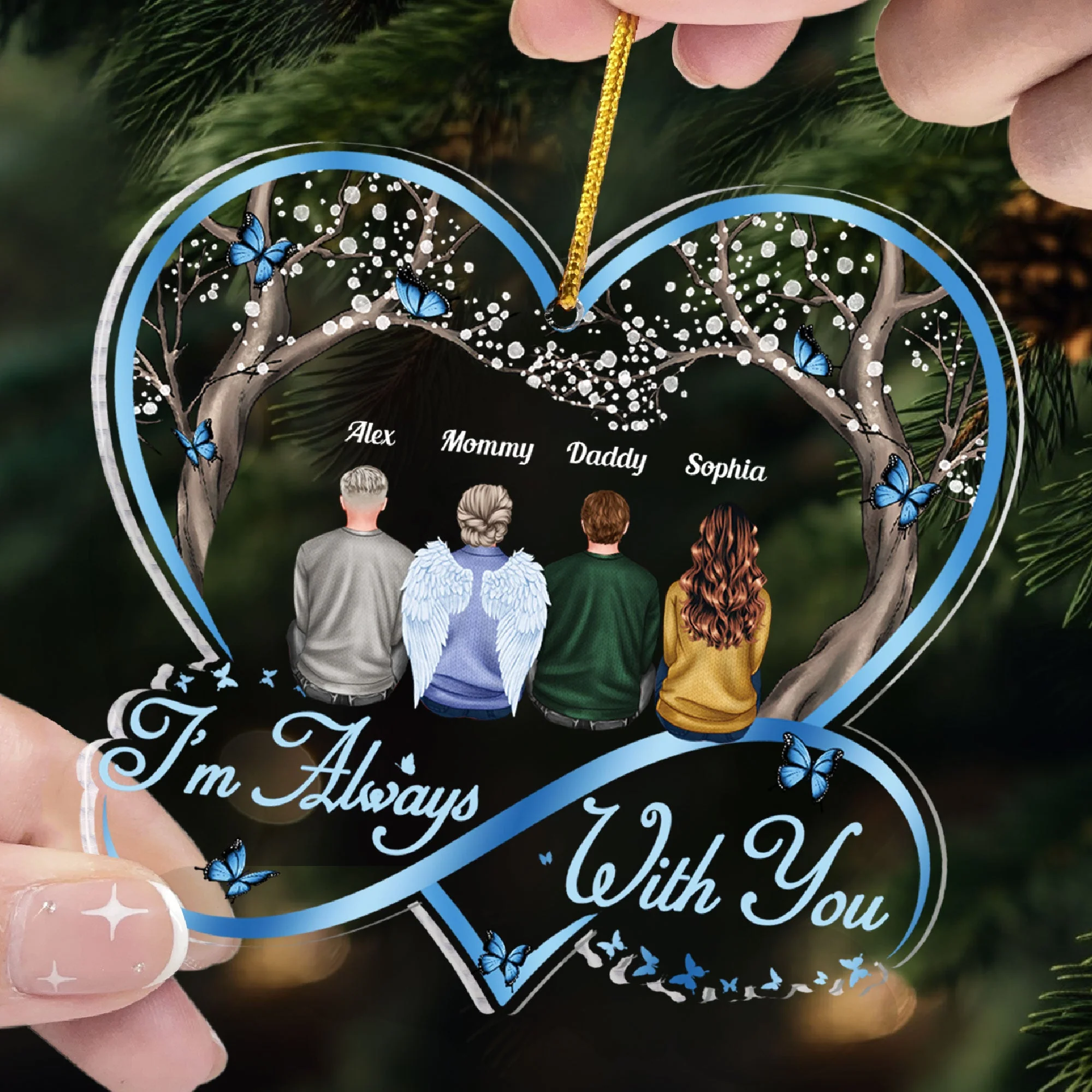 I'm Always With You Ver 2 - Personalized Heart Shaped Acrylic Ornament - Image 2