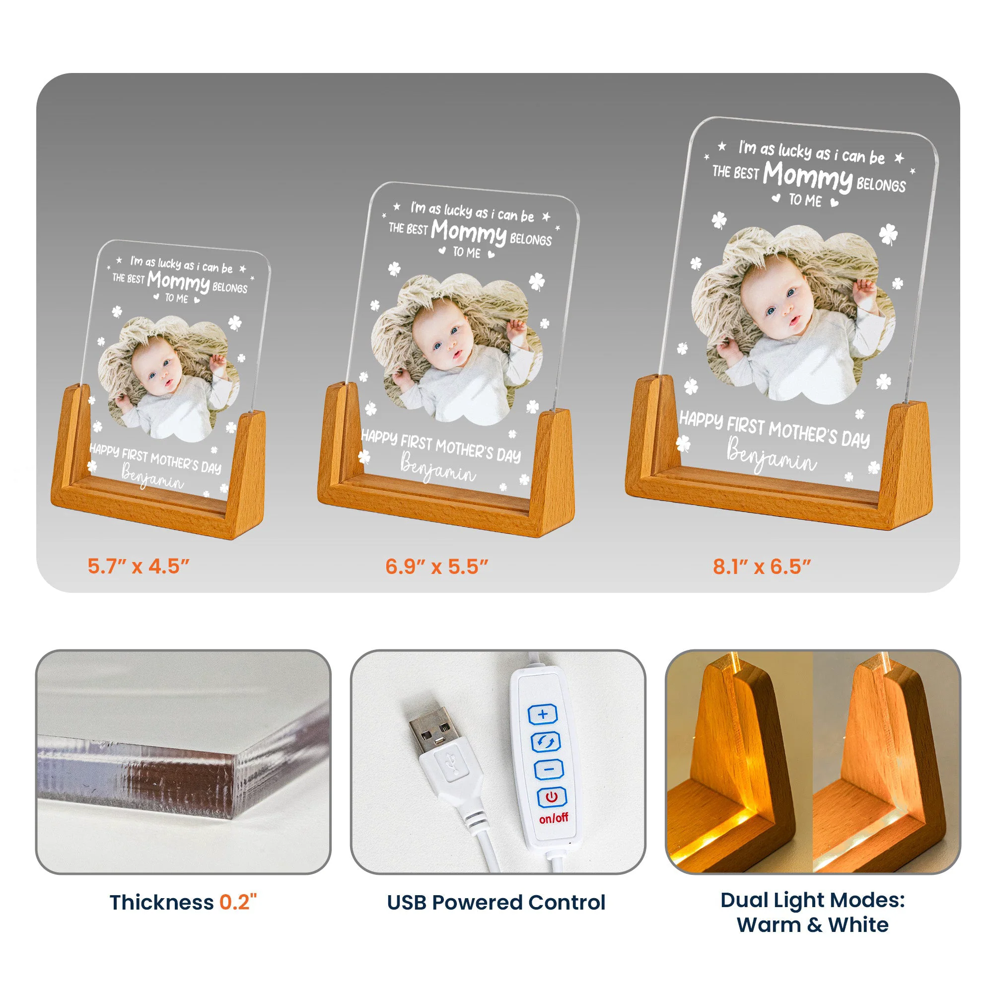 I'm As Lucky As Can Be - Personalized Night Light - Image 6