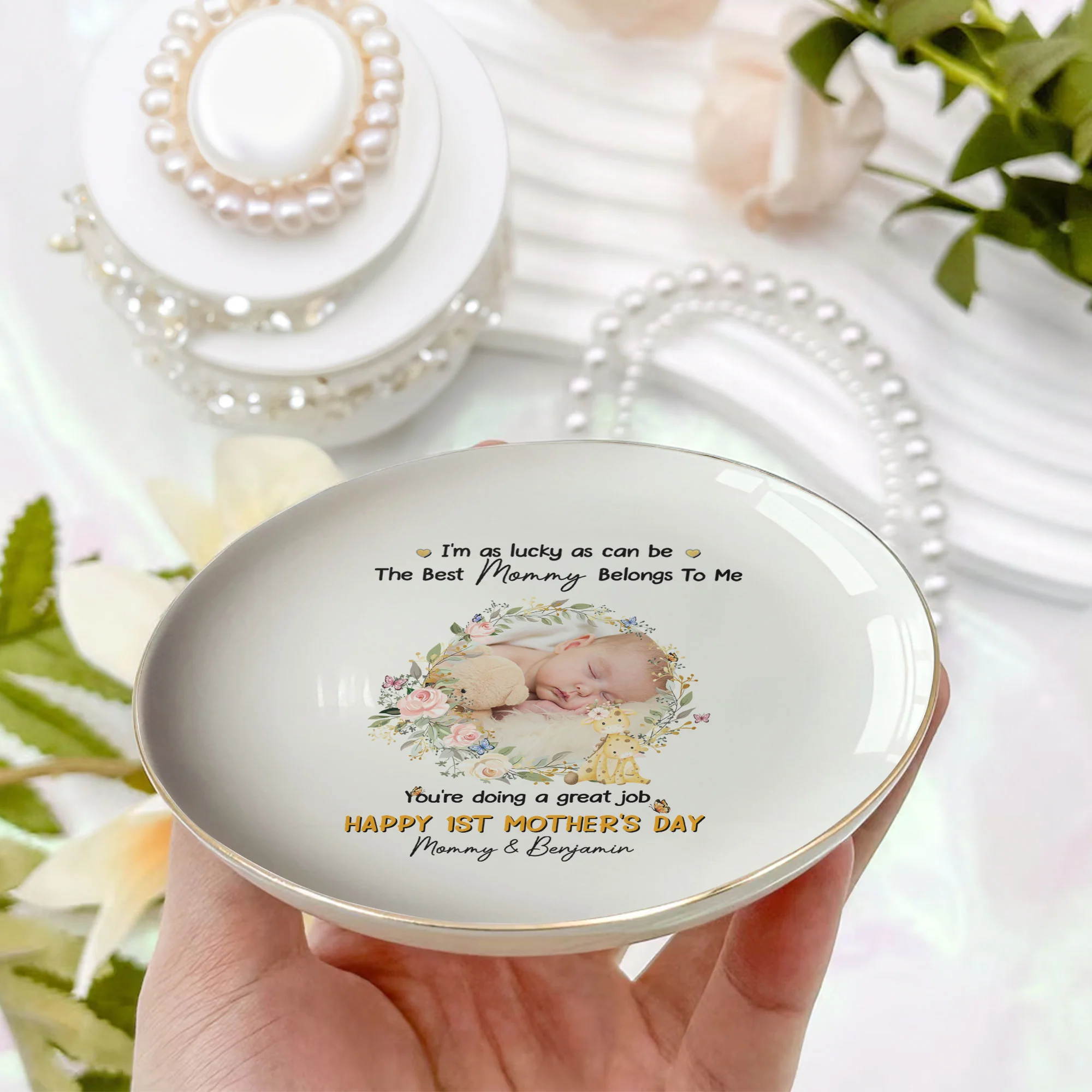 I'm As Lucky As Can Be The Best Mommy Belongs To Me - Personalized Jewelry Dish - Image 5