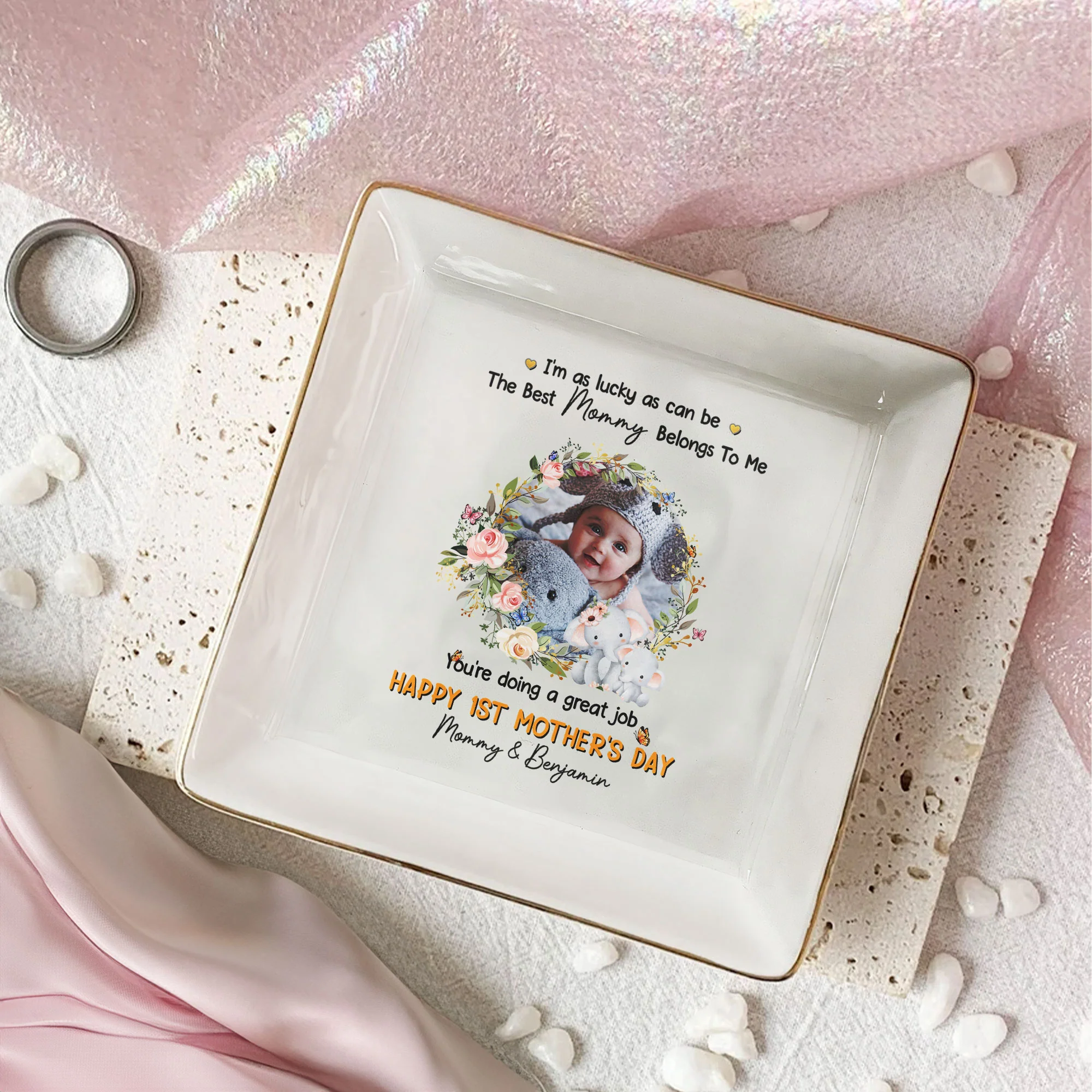 I'm As Lucky As Can Be The Best Mommy Belongs To Me - Personalized Jewelry Dish - Image 9