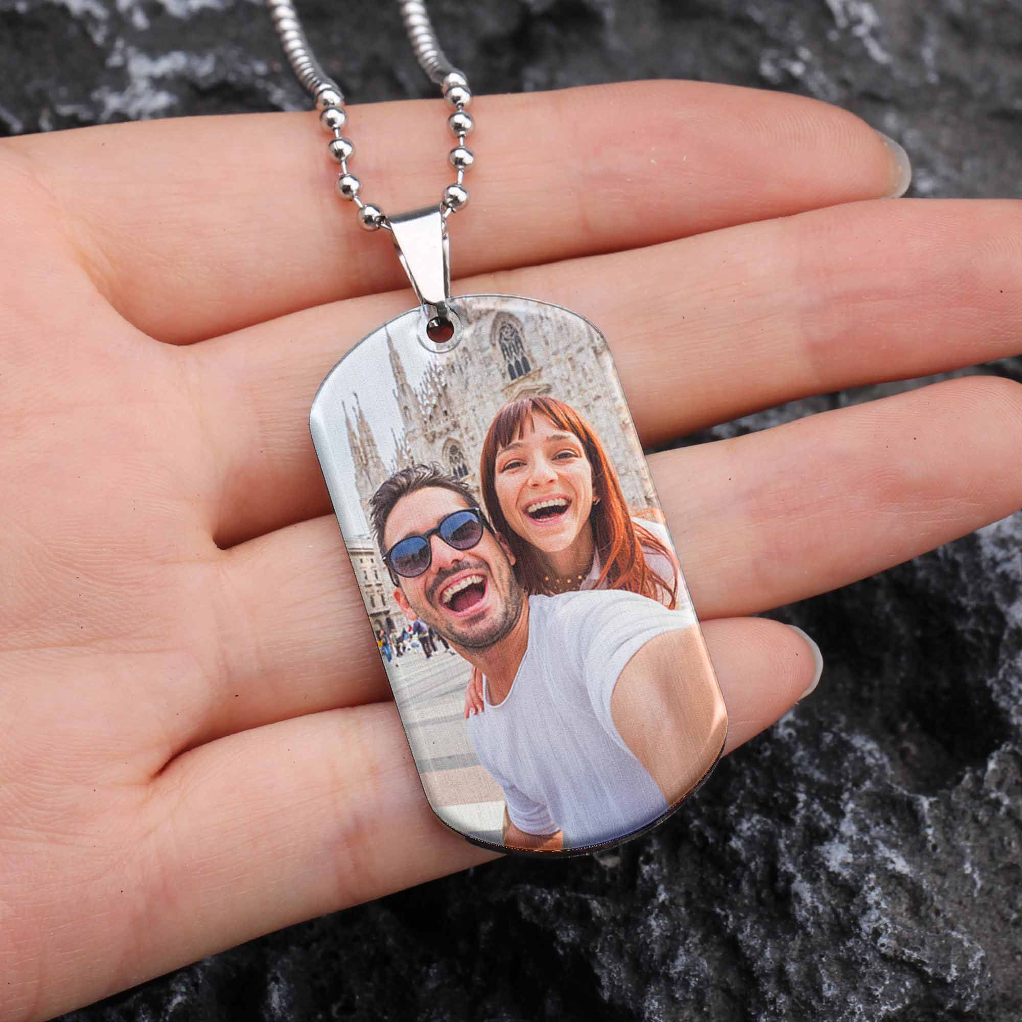 I'm Carrying Your Love With Me - Personalized Photo Dog Tag Necklace - Image 6