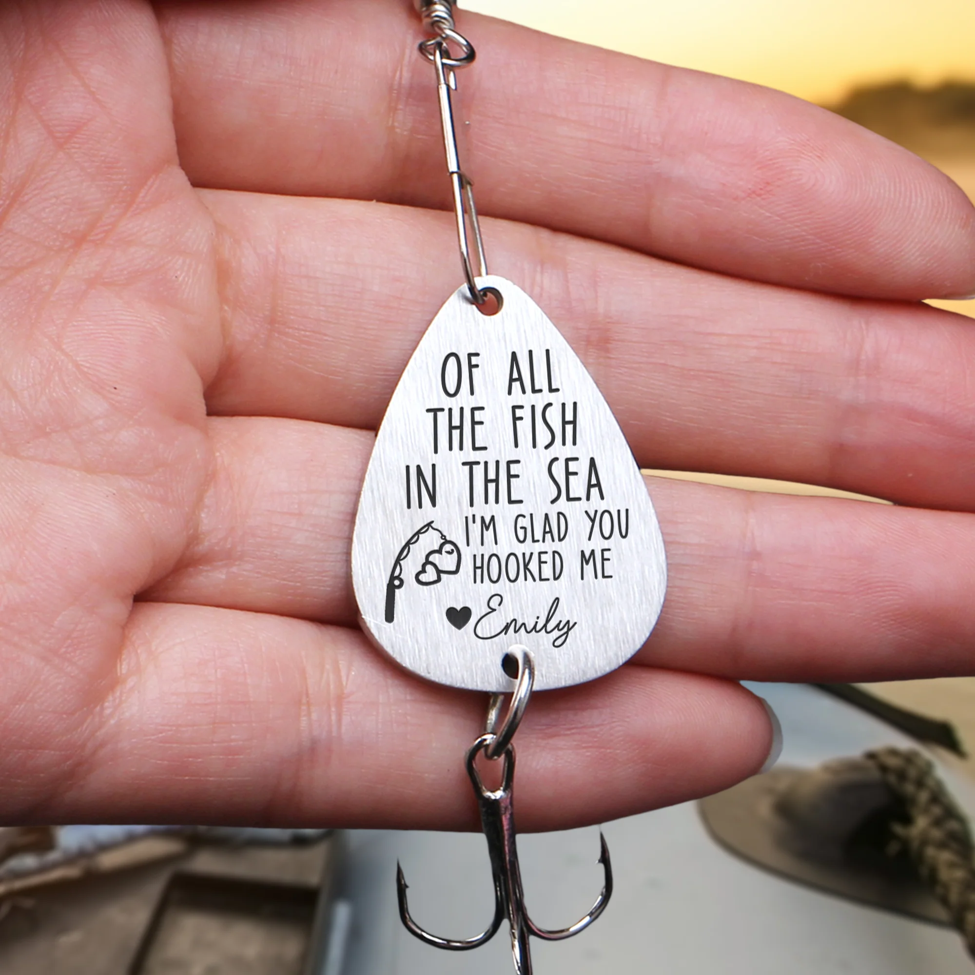 I'm Glad You Hooked Me - Personalized Fishing Lure Keychain - Image 2