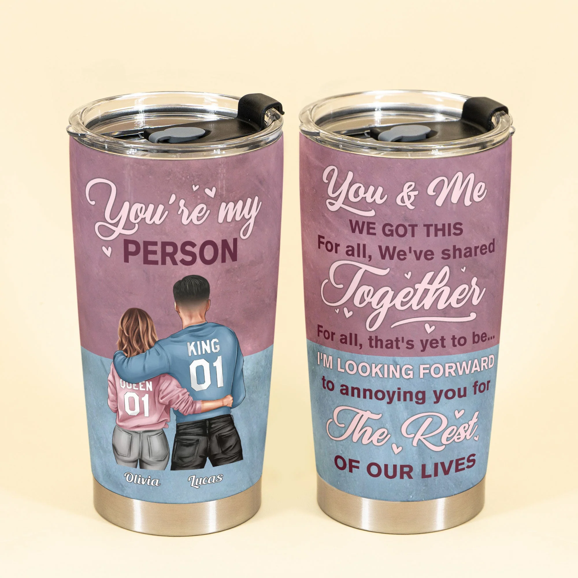 I'm Looking Forward To Annoying You - Personalized Tumbler Cup - Birthday Anniversary Gift For Husband, Wife, Couples, Fiancée, Fiancé - Image 2