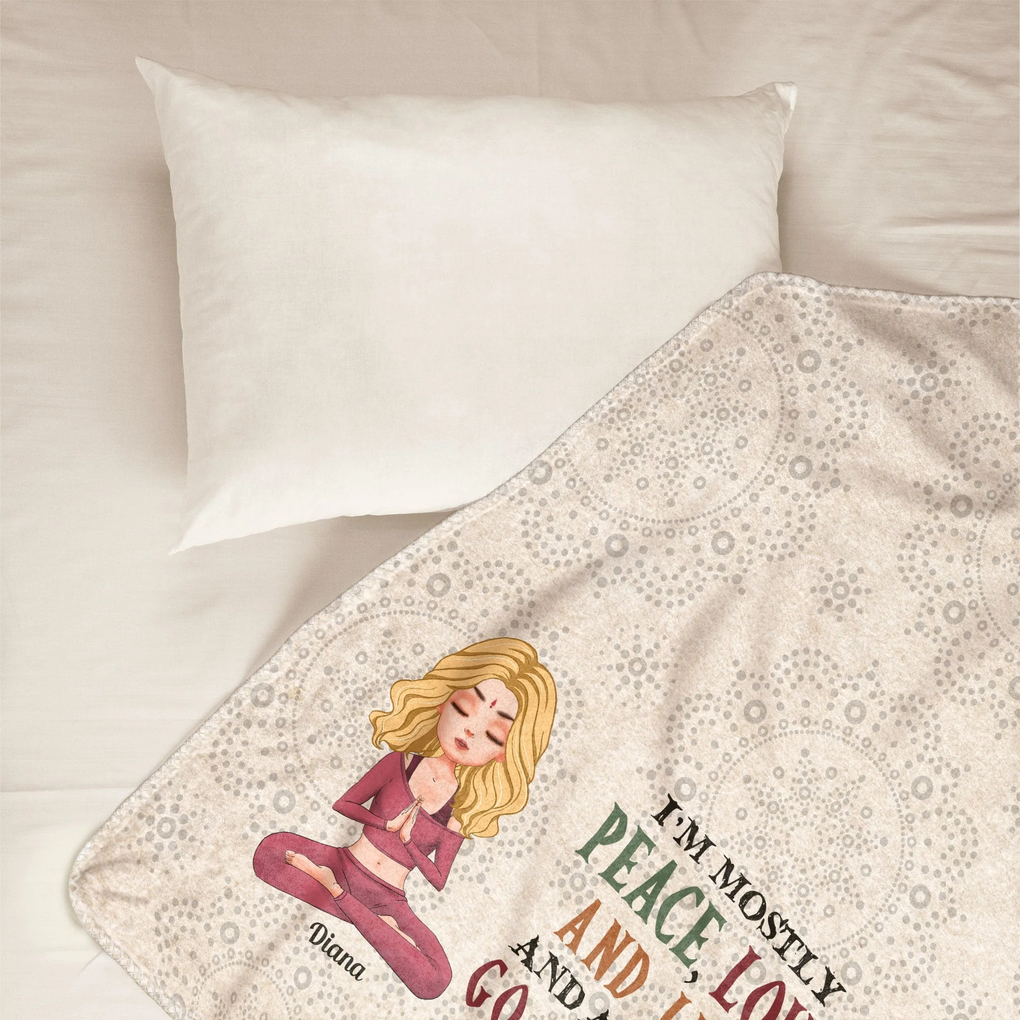 I'm Mostly Peace Love And Light - Personalized Blanket - Birthday, Loving Gift For Yoga Lover - Image 2