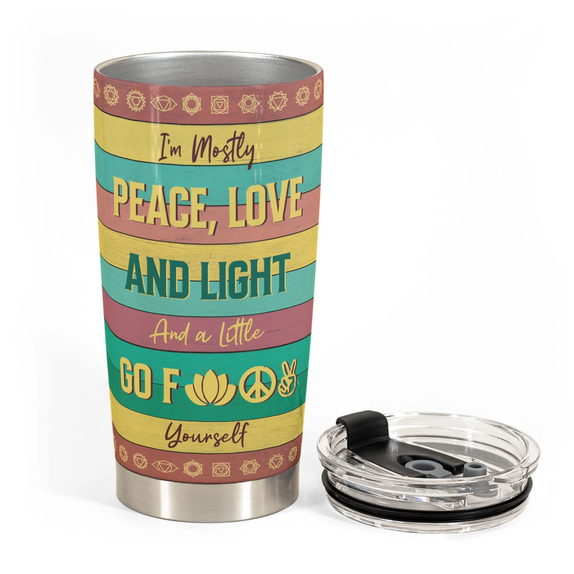 I'm Mostly Peace Love And Light - Personalized Tumbler Cup - Birthday Gift For Yoga Lover, Yogi, Woman - Image 2