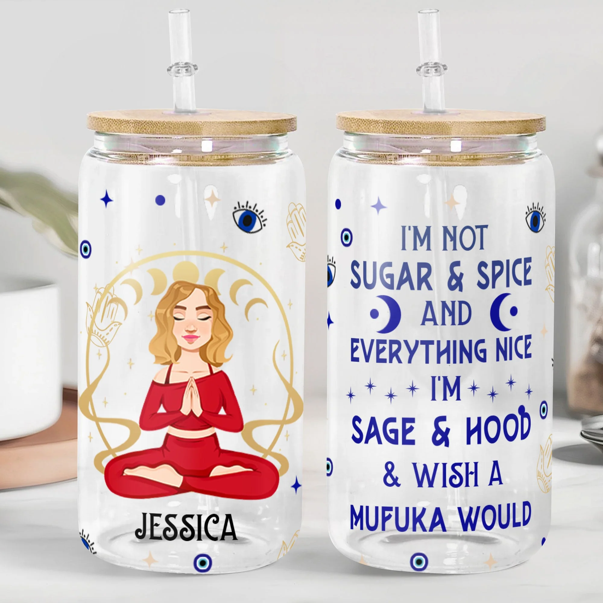 I'm Not Sugar & Spice & Everything Nice - Personalized Clear Glass Cup - Image 2