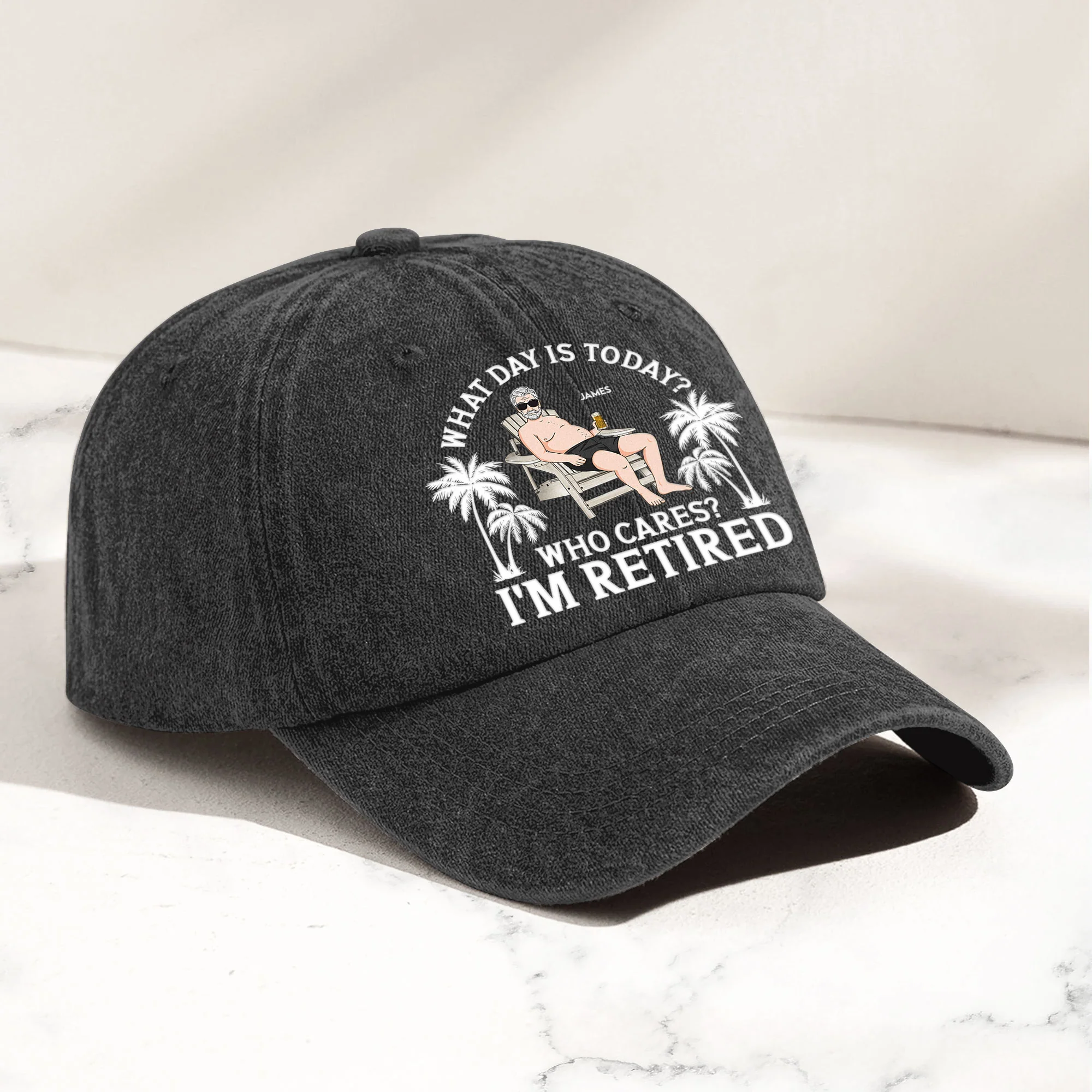 I'm Retired - Personalized Distressed Denim Cap - Image 2