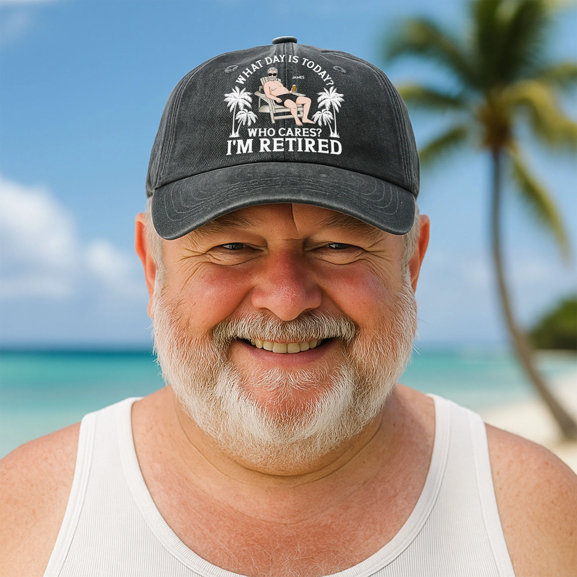 I'm Retired - Personalized Distressed Denim Cap - Image 3