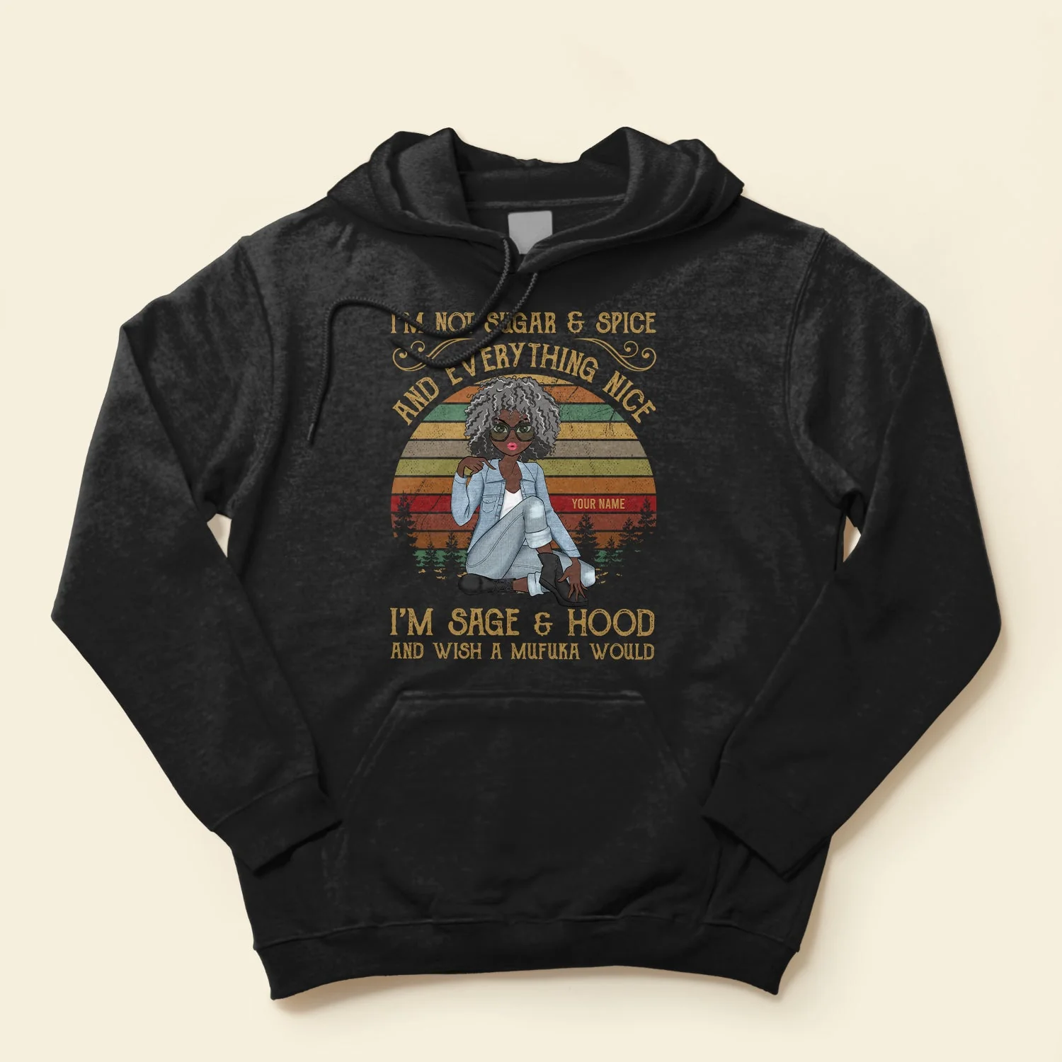 I'm Sage And Hood - Personalized Shirt - Gift For Black Woman - Girl Sitting Illustration - Image 4