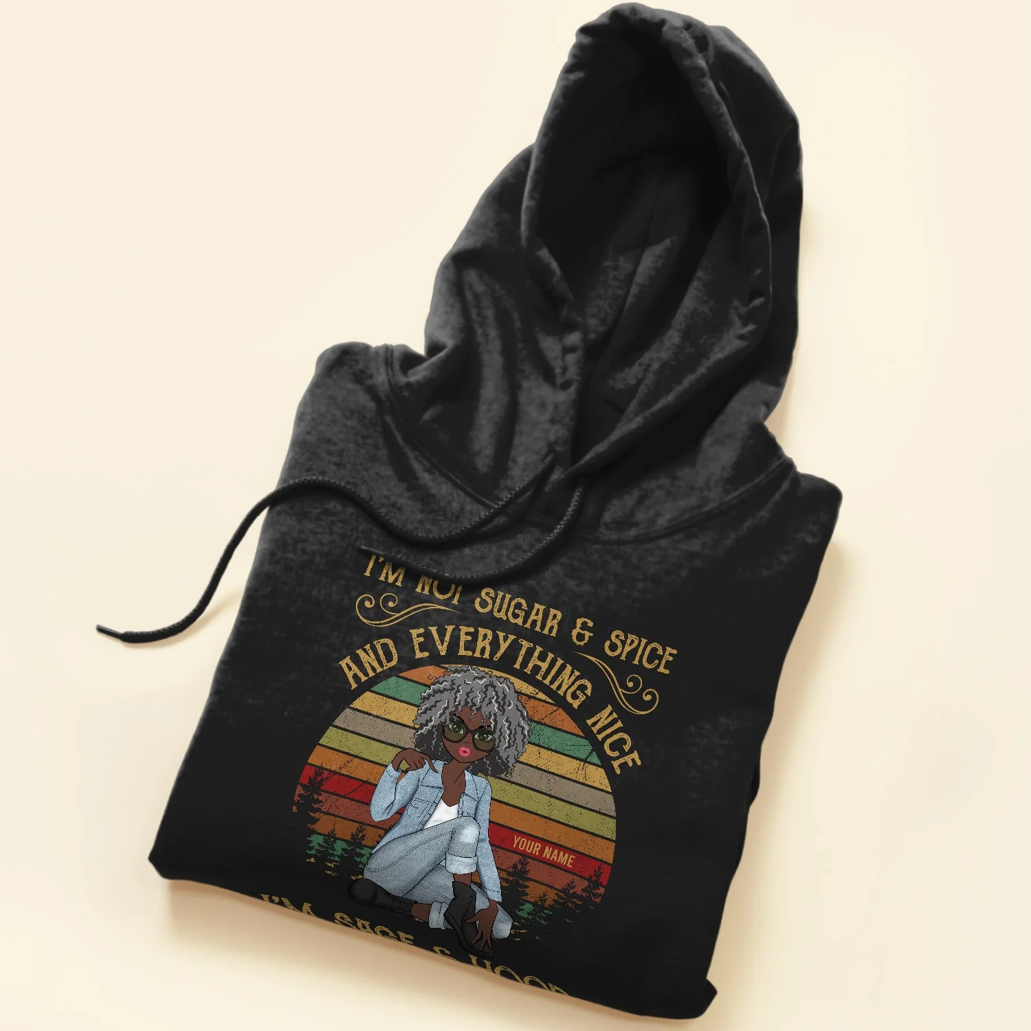 I'm Sage And Hood - Personalized Shirt - Gift For Black Woman - Girl Sitting Illustration - Image 5