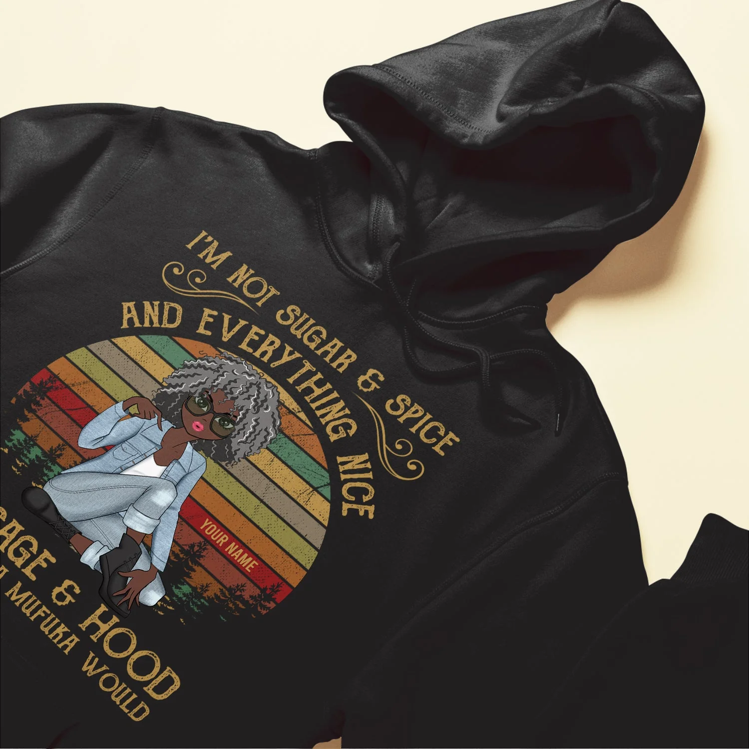 I'm Sage And Hood - Personalized Shirt - Gift For Black Woman - Girl Sitting Illustration - Image 6