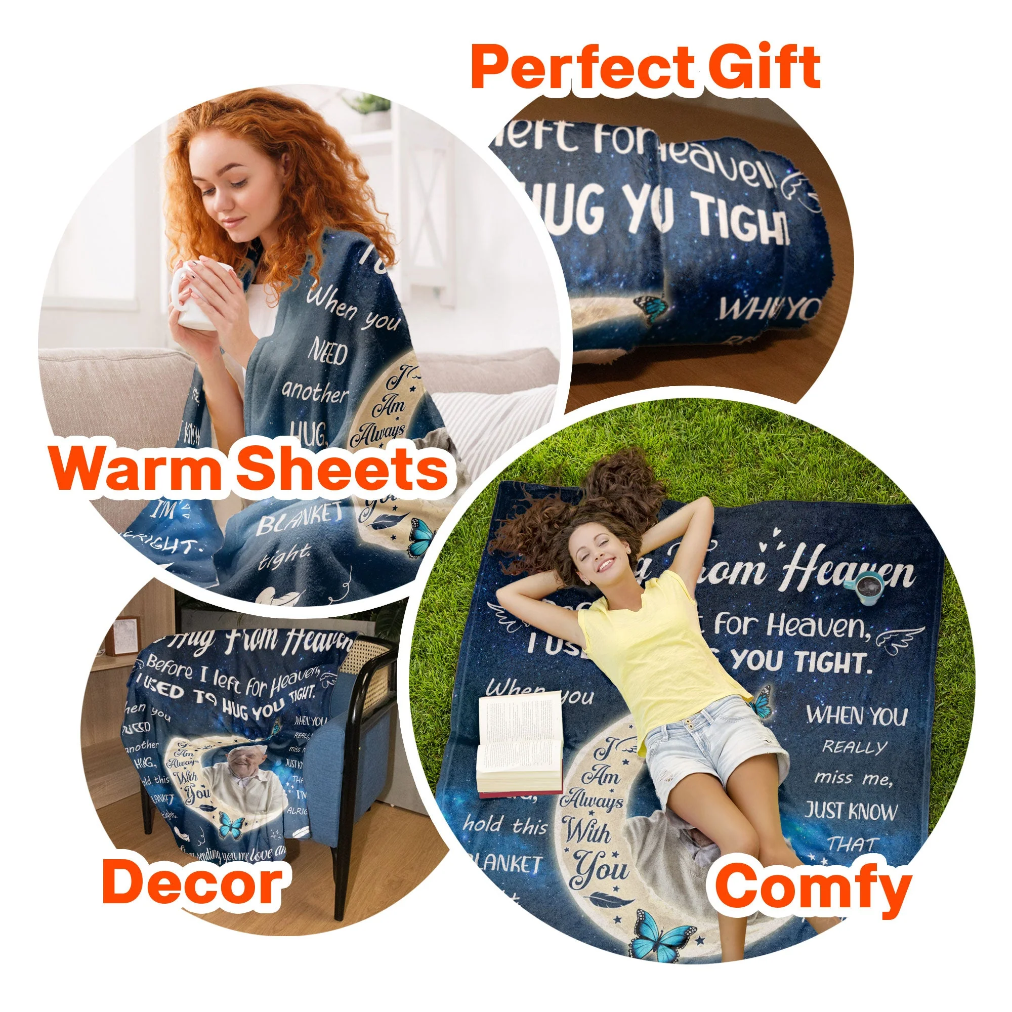 I'm Sending You My Love & Hugs Memorial Gift - Personalized Photo Blanket - Image 8