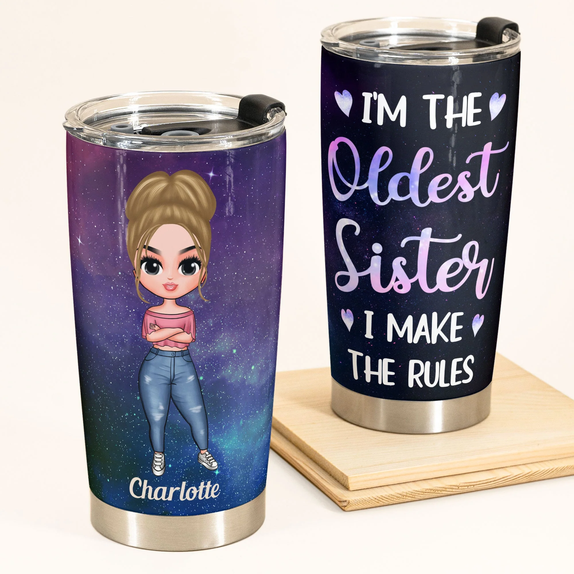 I'm The Oldest Sister - Personalized Tumbler Cup - Birthday Gift For Sisters, Siblings - Cute Fashion Girls