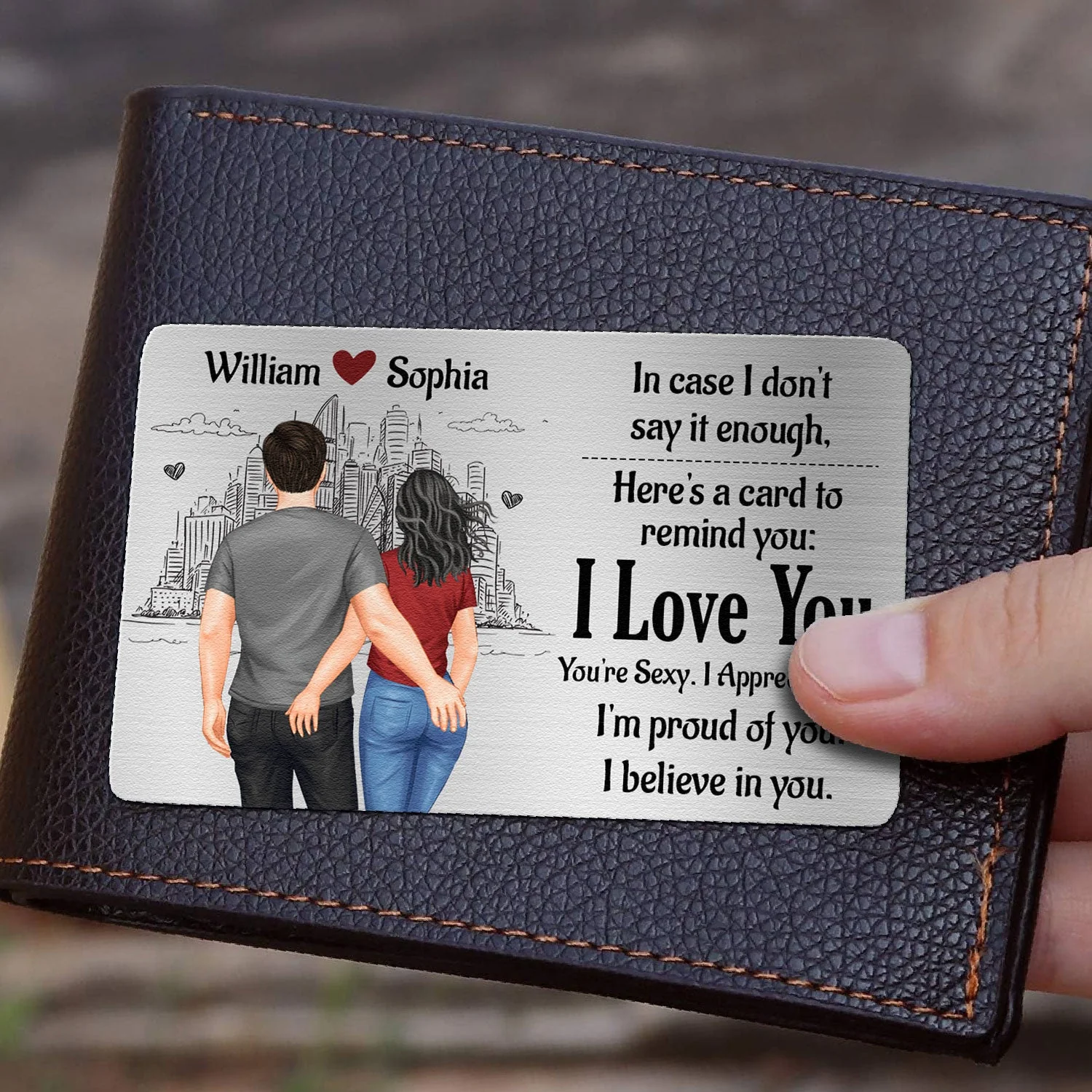 In Case I Don't Say It Enough Couples - Personalized Aluminum Wallet Card - Image 3