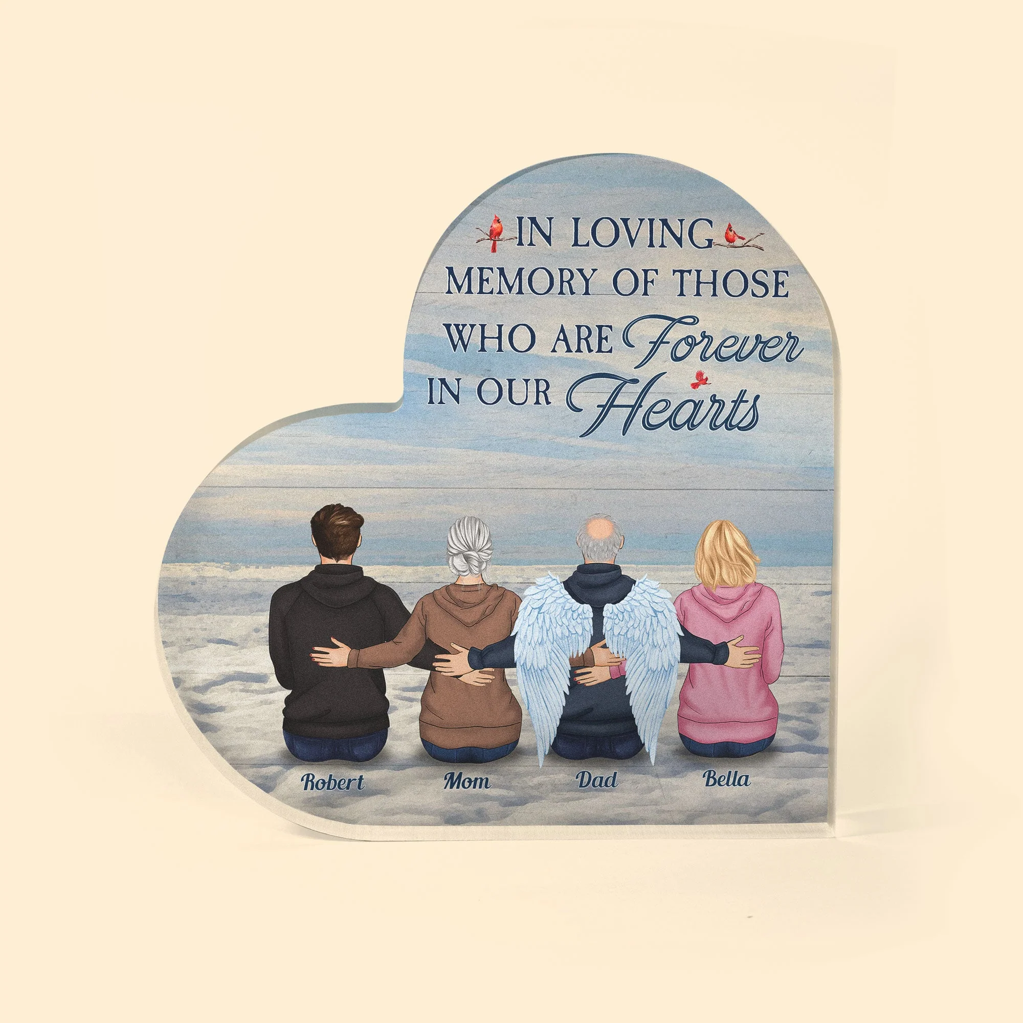 In Loving Memory Of Those Forever In Our Heart - Personalized Heart-Shaped Acrylic Plaque