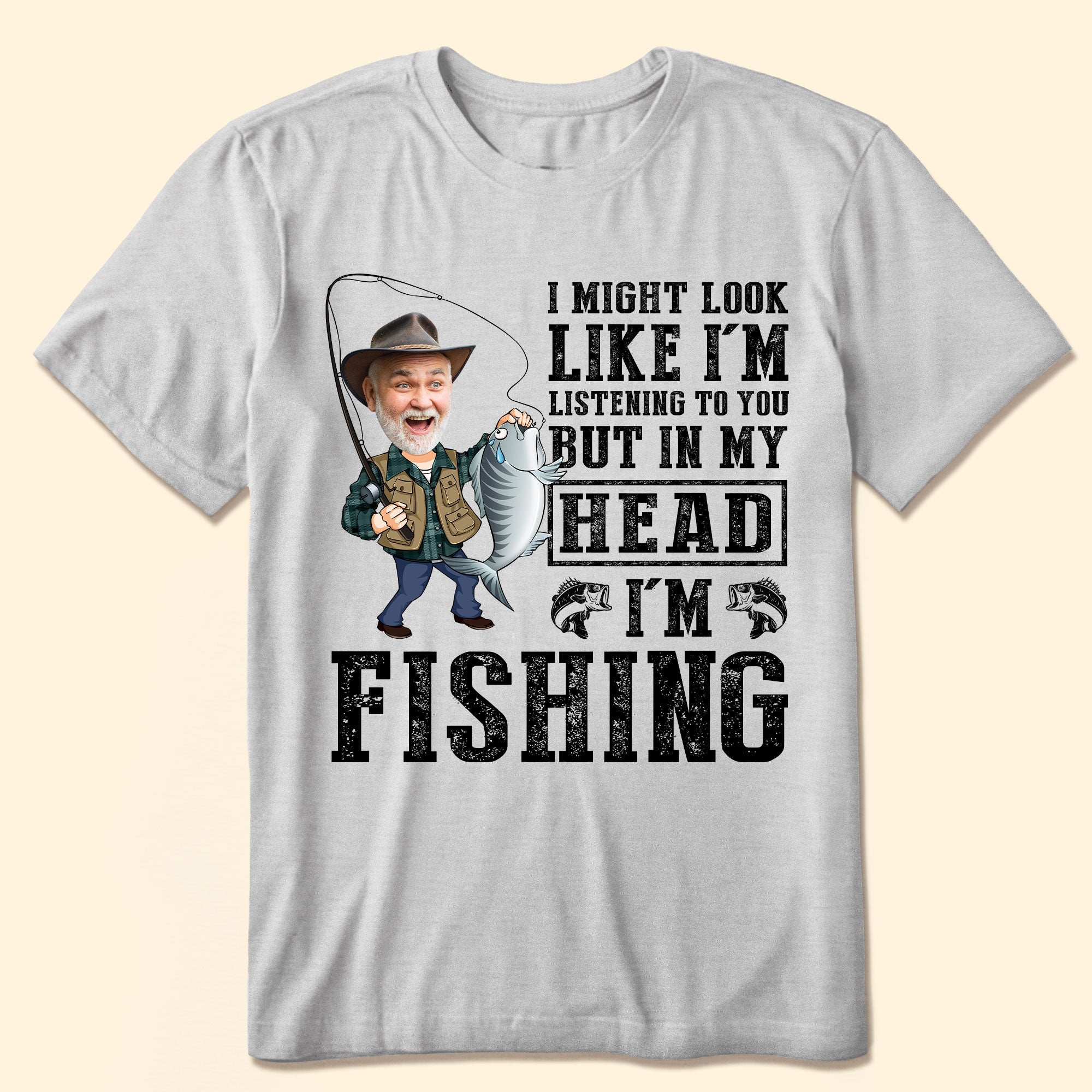 In My Head I'm Fishing - Personalized Photo Shirt - Image 2