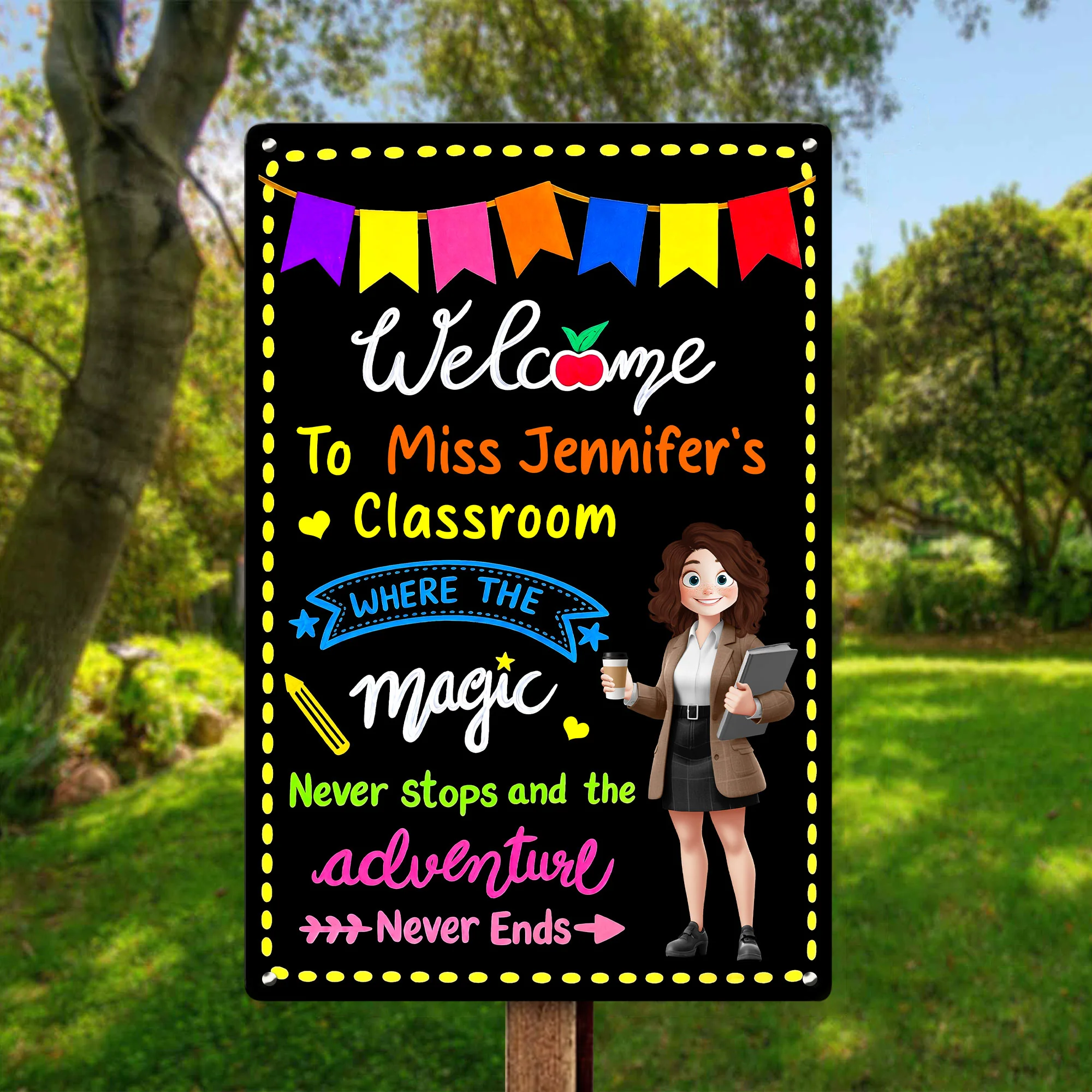 In This Classroom Adventure Never Ends - Personalized Metal Sign - Image 4