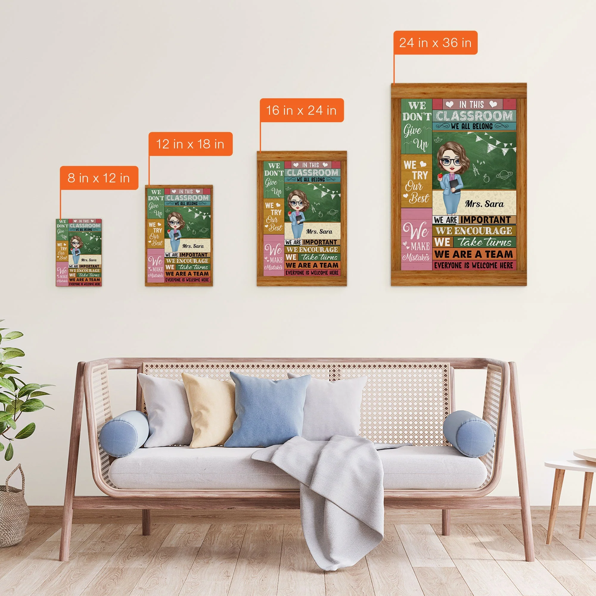 In This Classroom We're A Team - Personalized Poster/Wrapped Canvas - Image 9