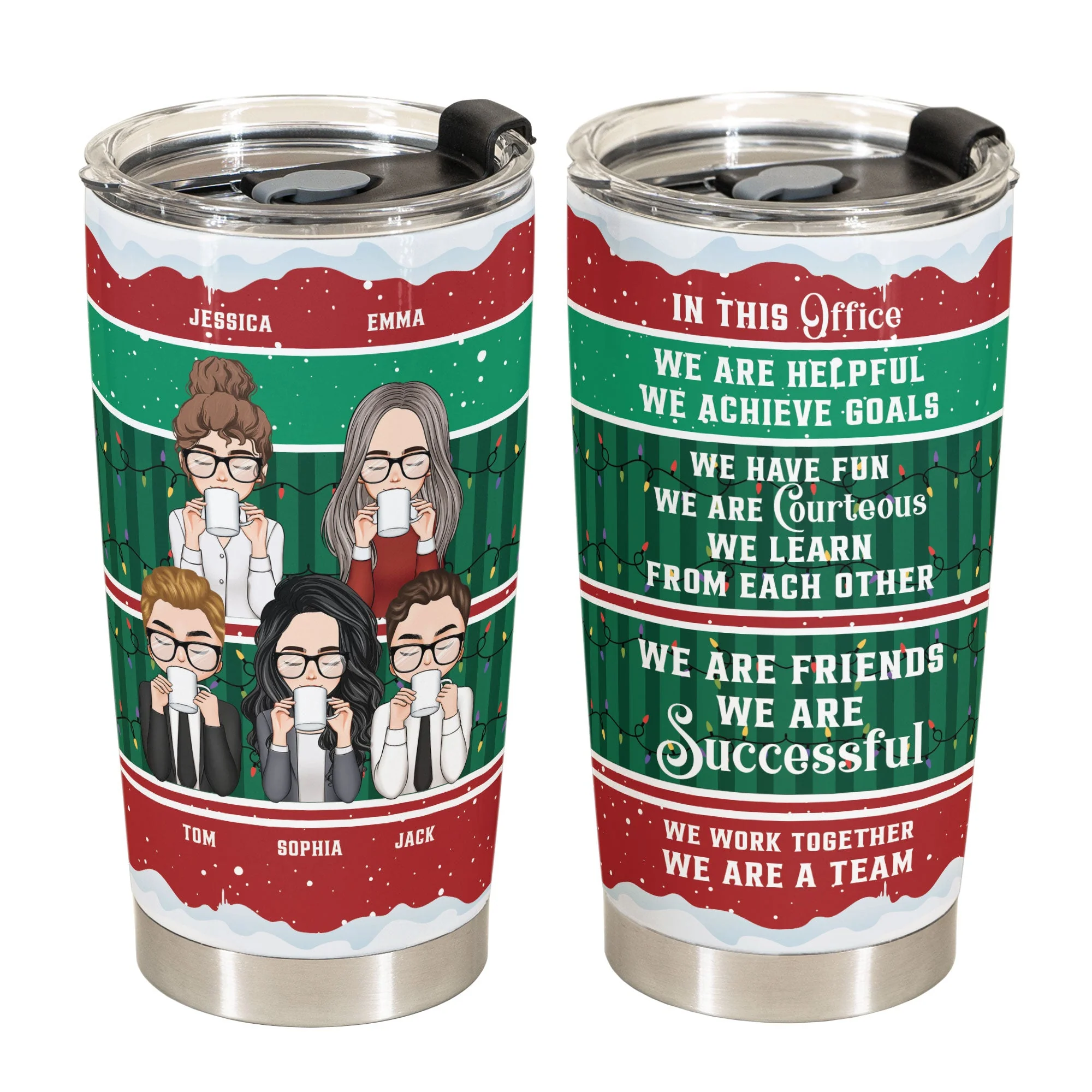 In This Office We Are A Team (Christmas Version) - Personalized Tumbler Cup - Image 4