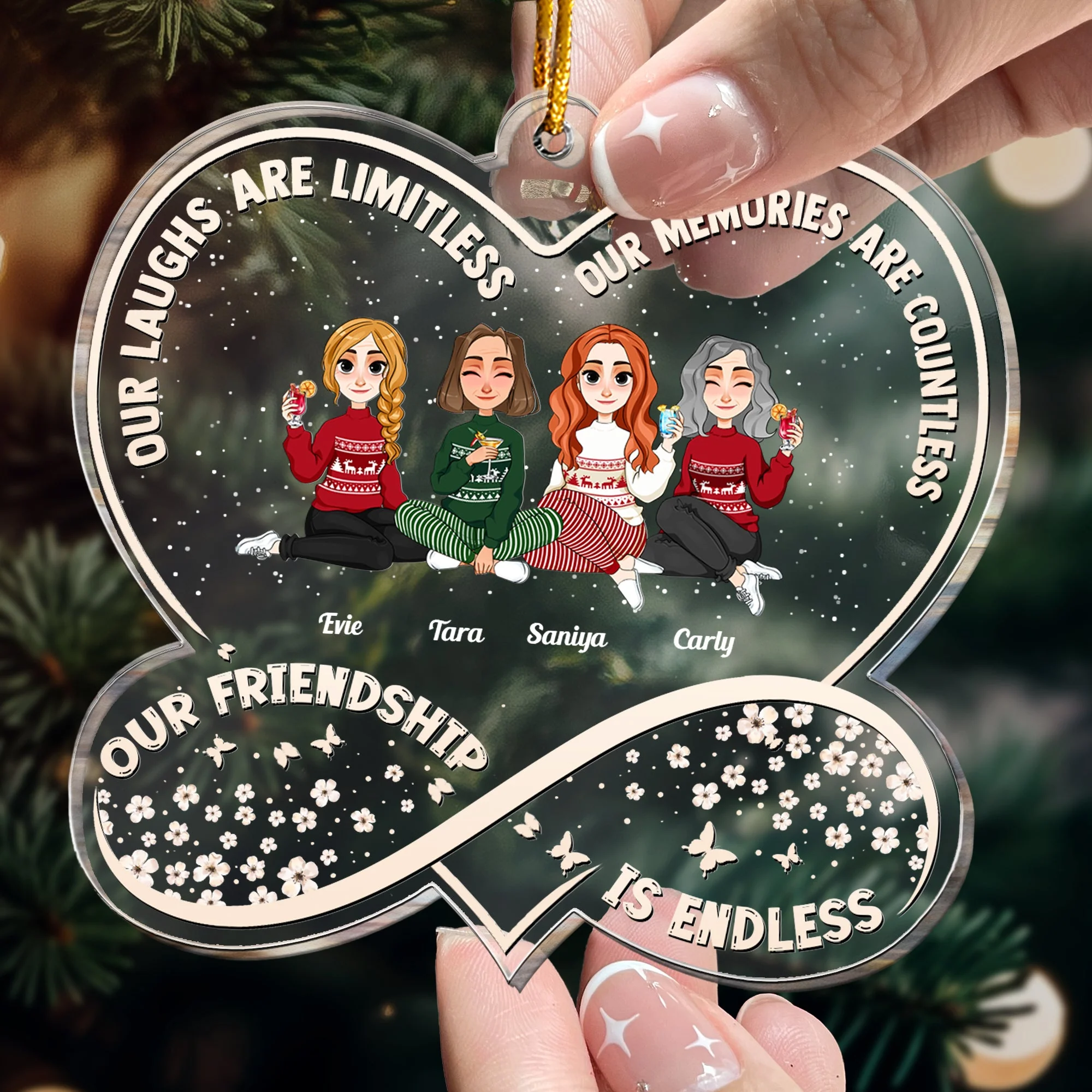 Infinity Love Our Friendship Is Endless - Personalized Acrylic Ornament - Image 3