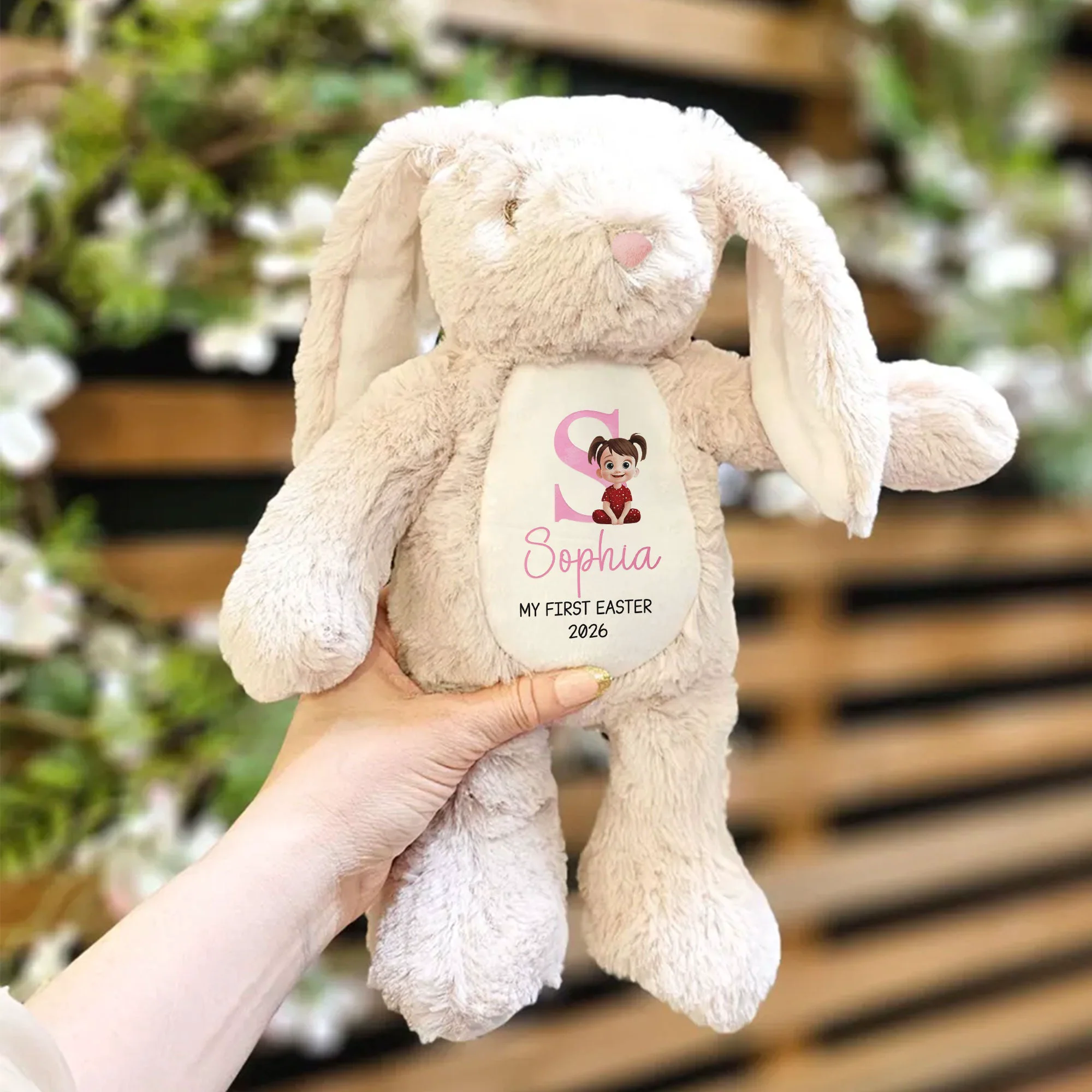 Initial Name Cute Cartoon - Personalized Bunny Plush - Image 4