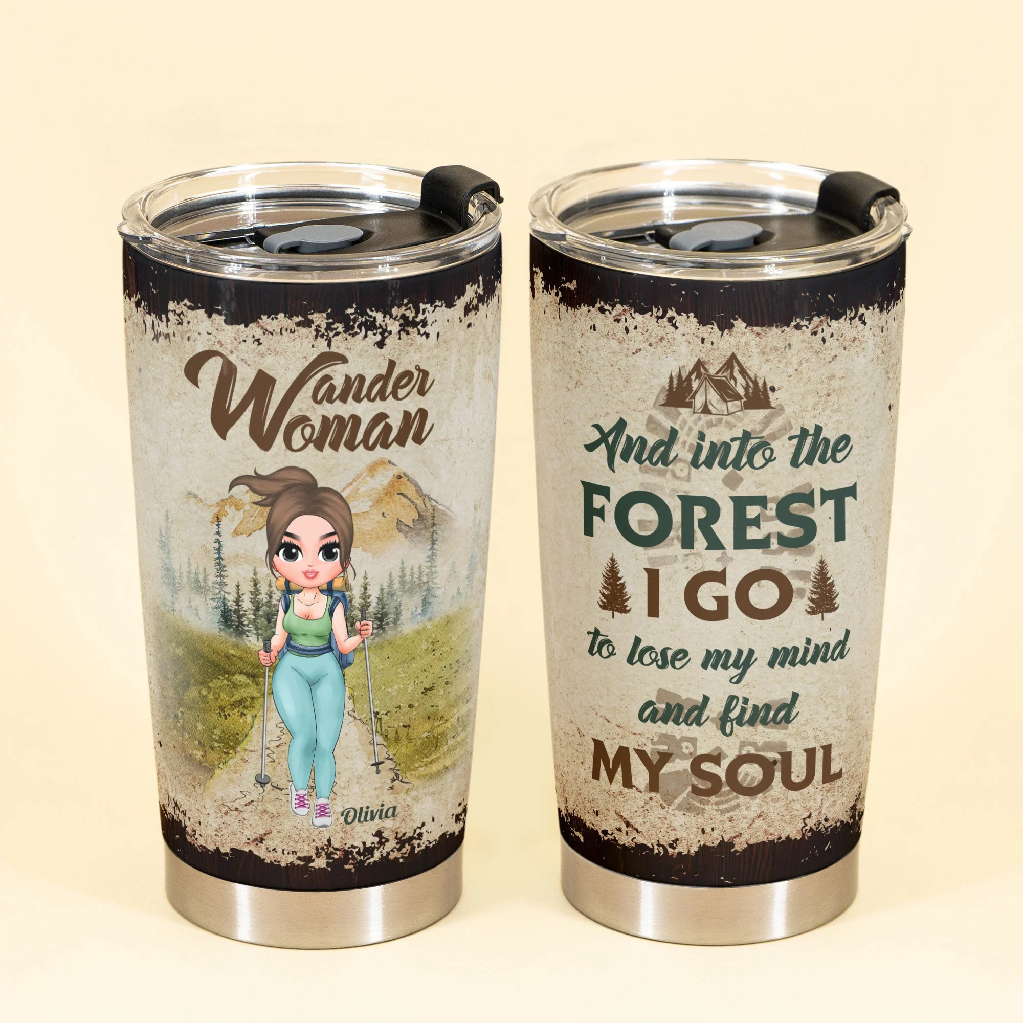 Into The Forest I Go - Personalized Tumbler Cup - Birthday Gift For Hiker, Hiking Lover  - Hiking Girl - Image 2