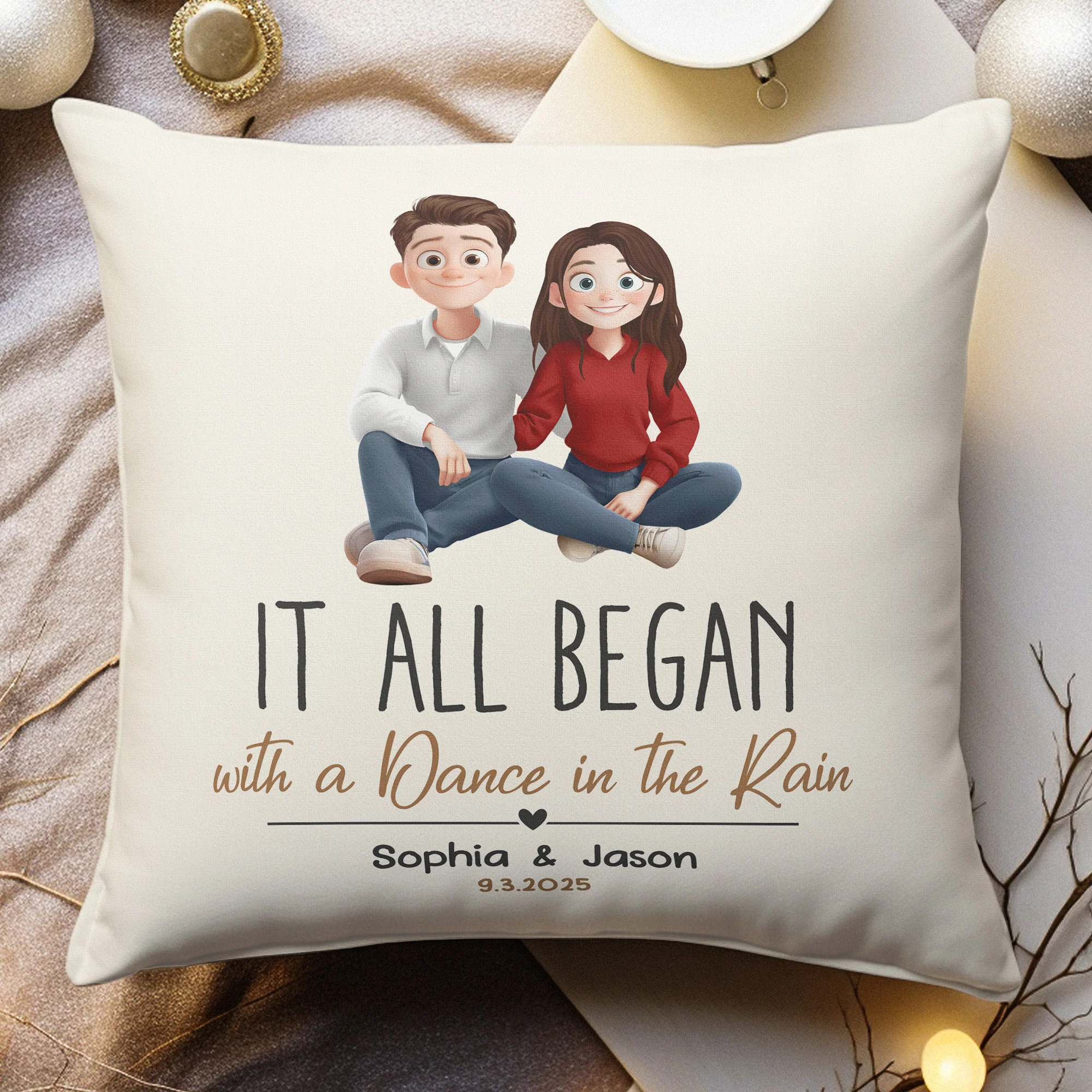 It All Began Couple Gift For Valentine Anniversary - Personalized Pillow (Insert Included) - Image 3
