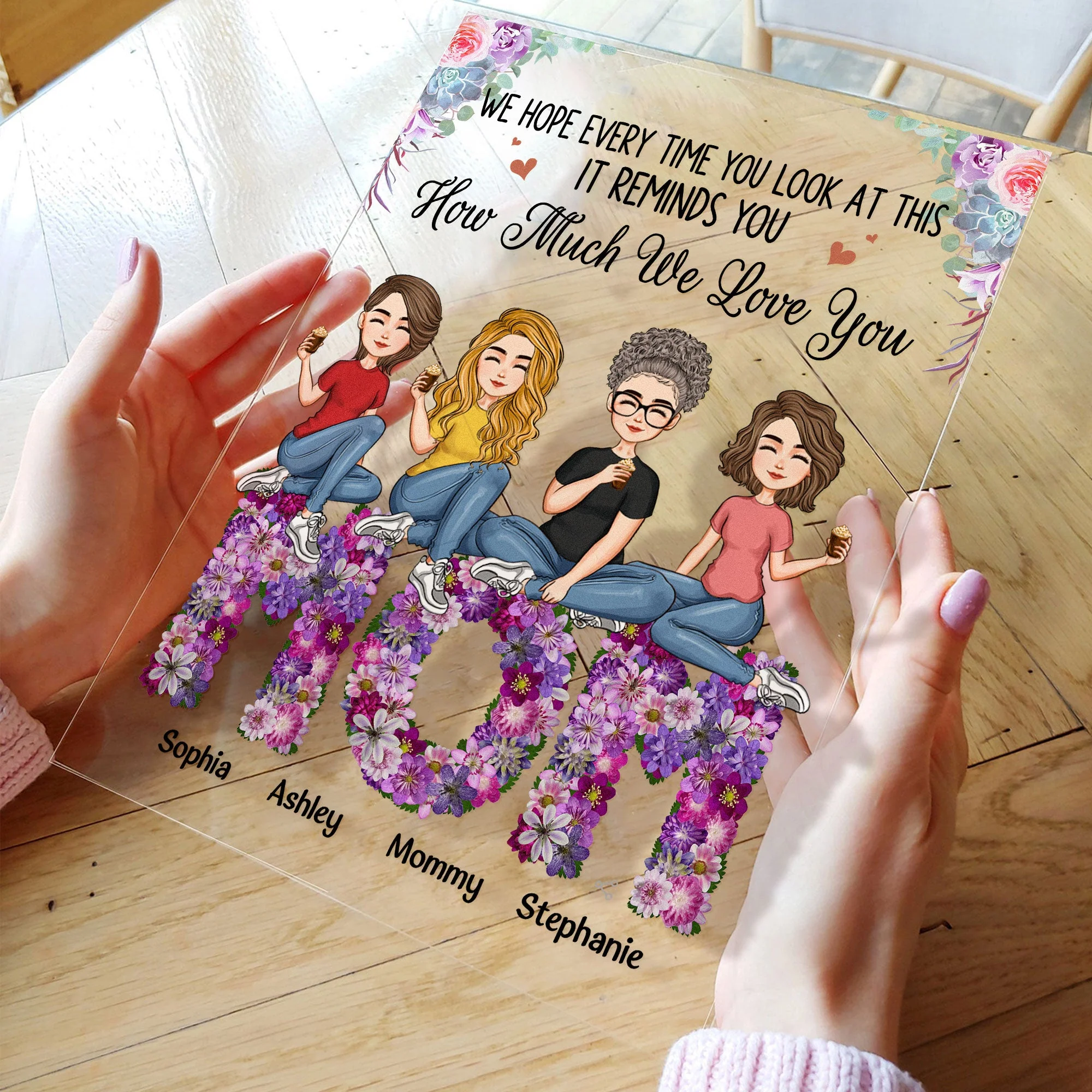 It Reminds How Much We Love You - Flower Version - Personalized Acrylic Plaque - Image 3