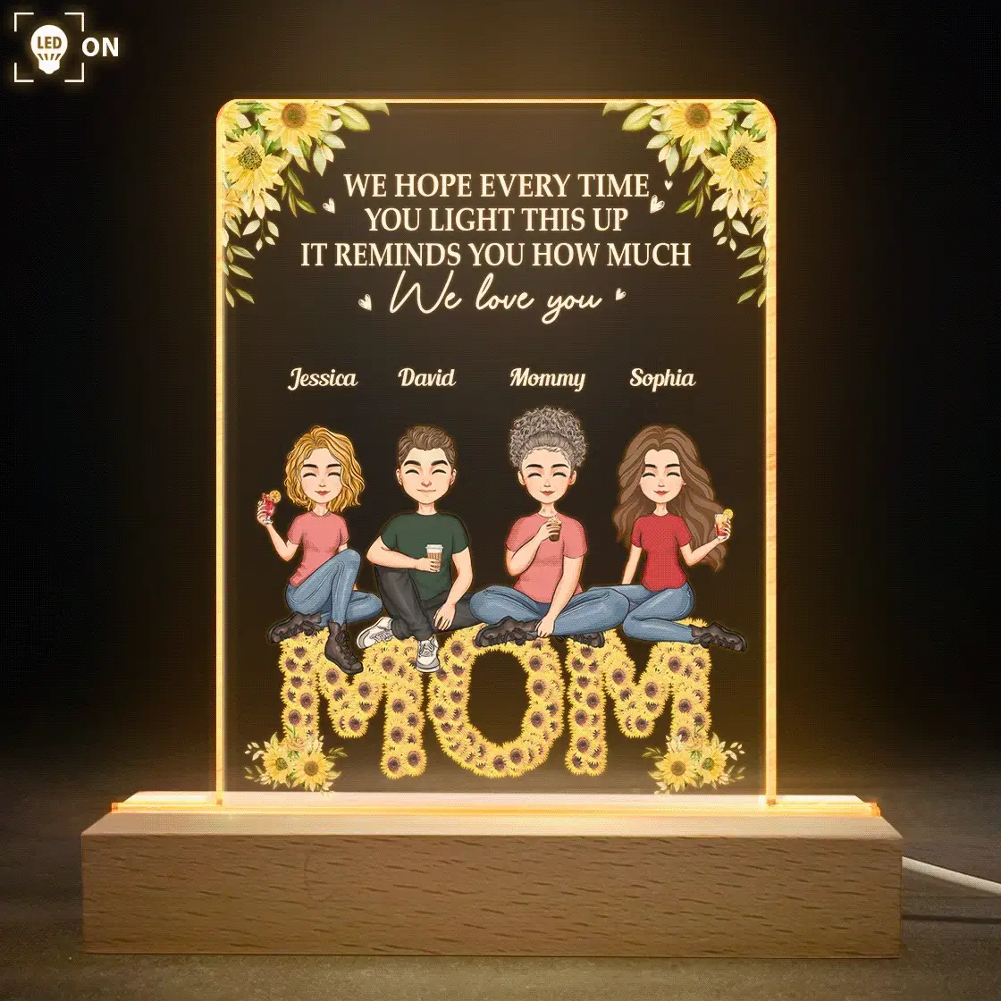 It Reminds You How Much We Love You Mom - Personalized LED Light - Image 3