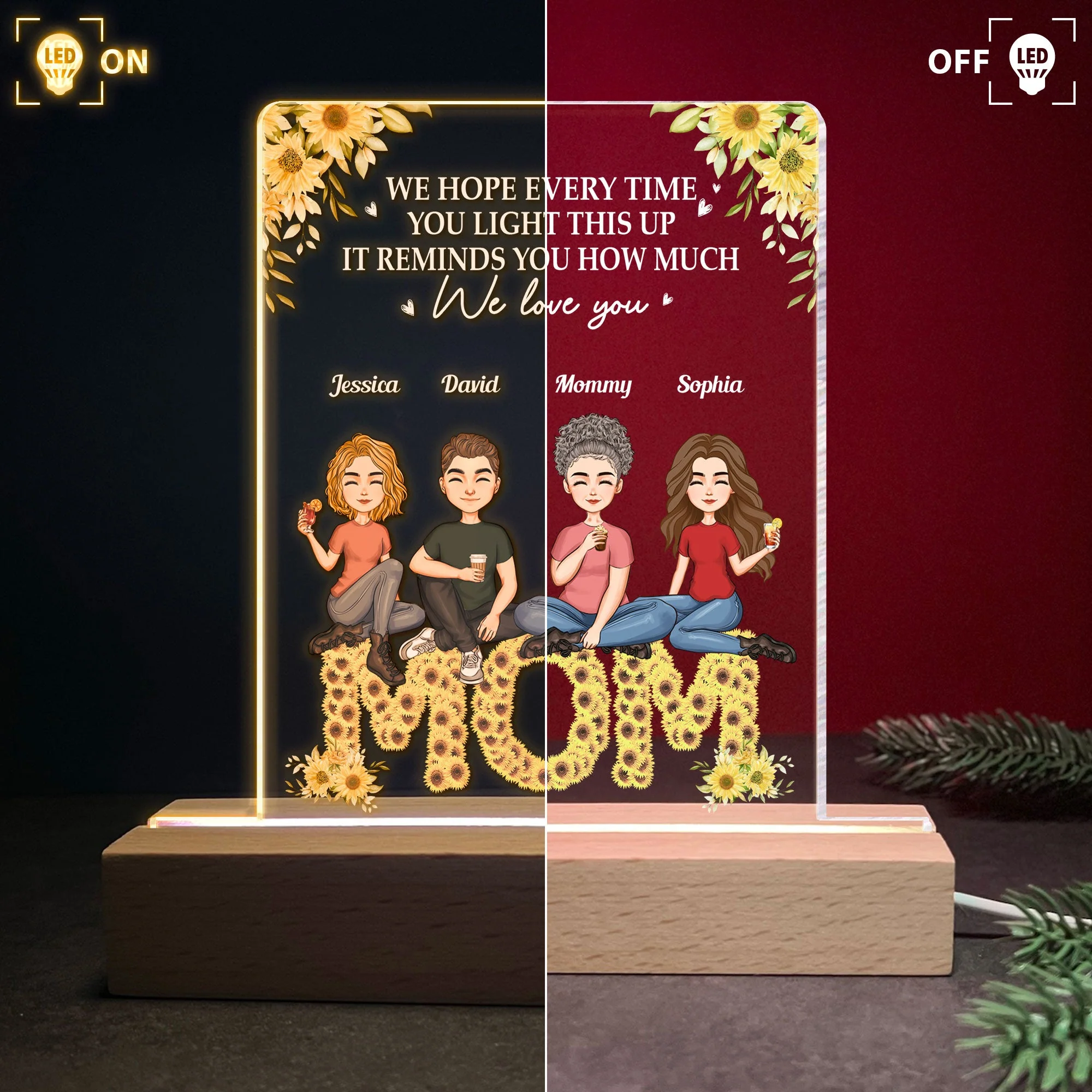 It Reminds You How Much We Love You Mom - Personalized LED Light - Image 4