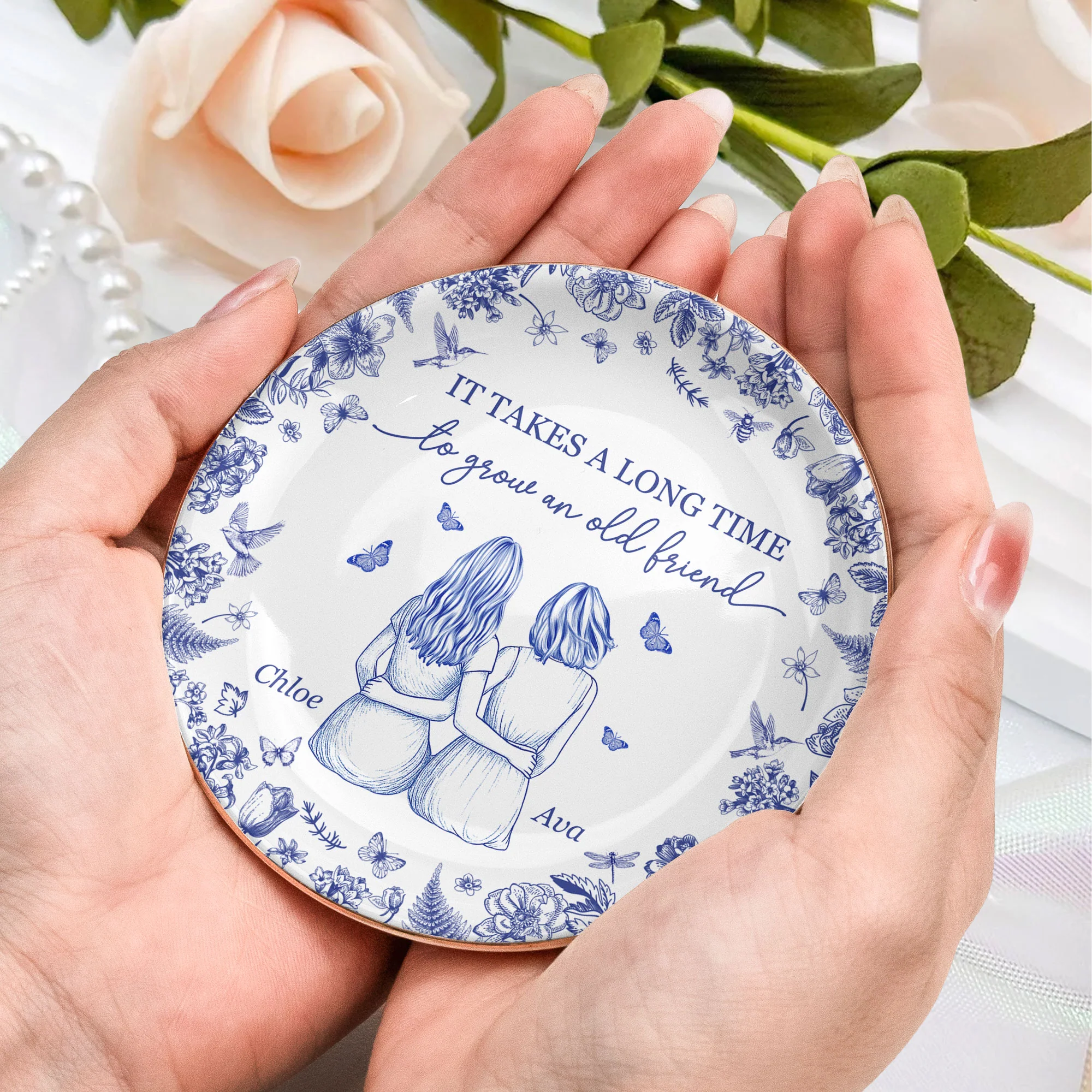 It Takes A Long Time To Grow An Old Friend Floral - Personalized Jewelry Dish - Image 4