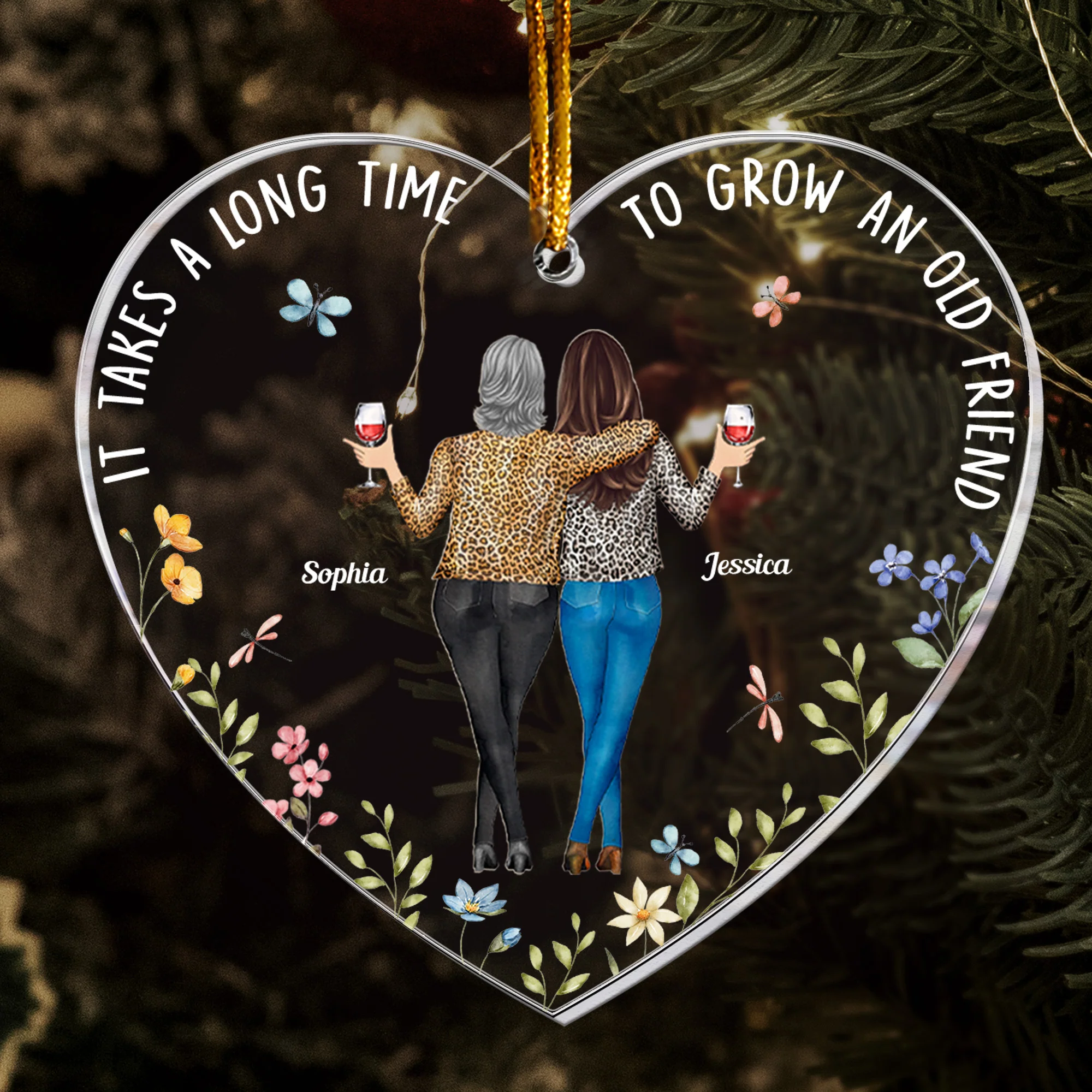 It Takes A Long Time To Grow An Old Friend New - Personalized Acrylic Ornament - Image 3