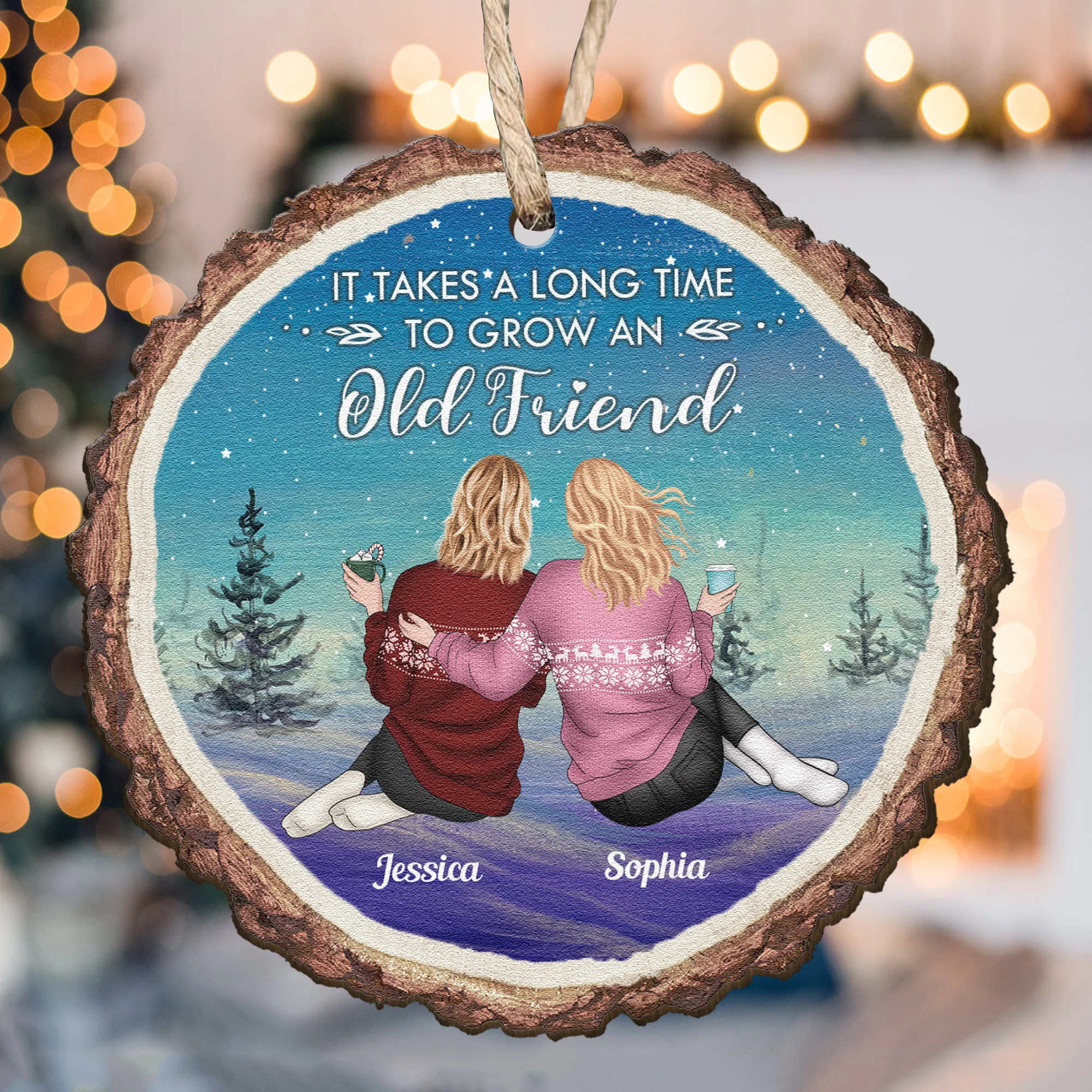 It Takes A Long Time To Grow An Old Friend New - Personalized Wooden Ornament - Image 3