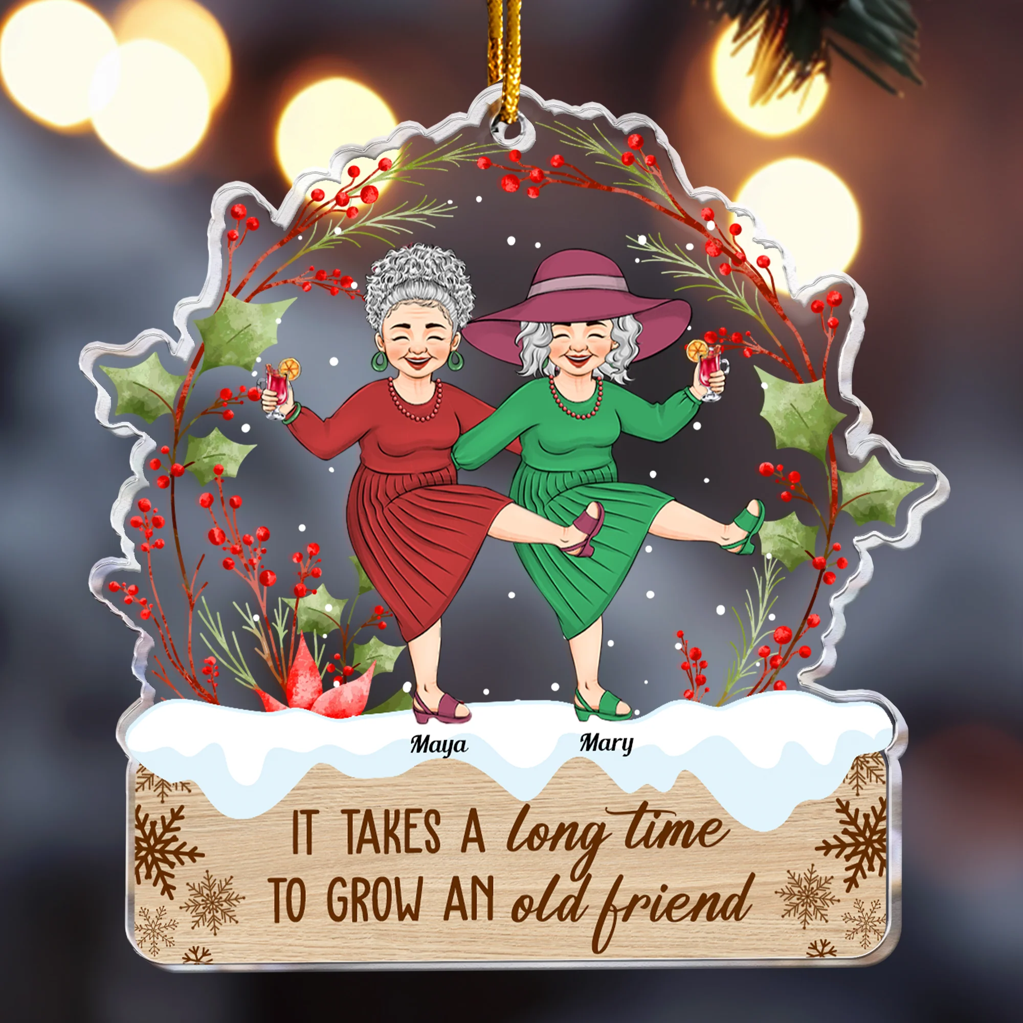 It Takes A Long Time To Grow An Old Friend - Personalized Acrylic Ornament - Image 3