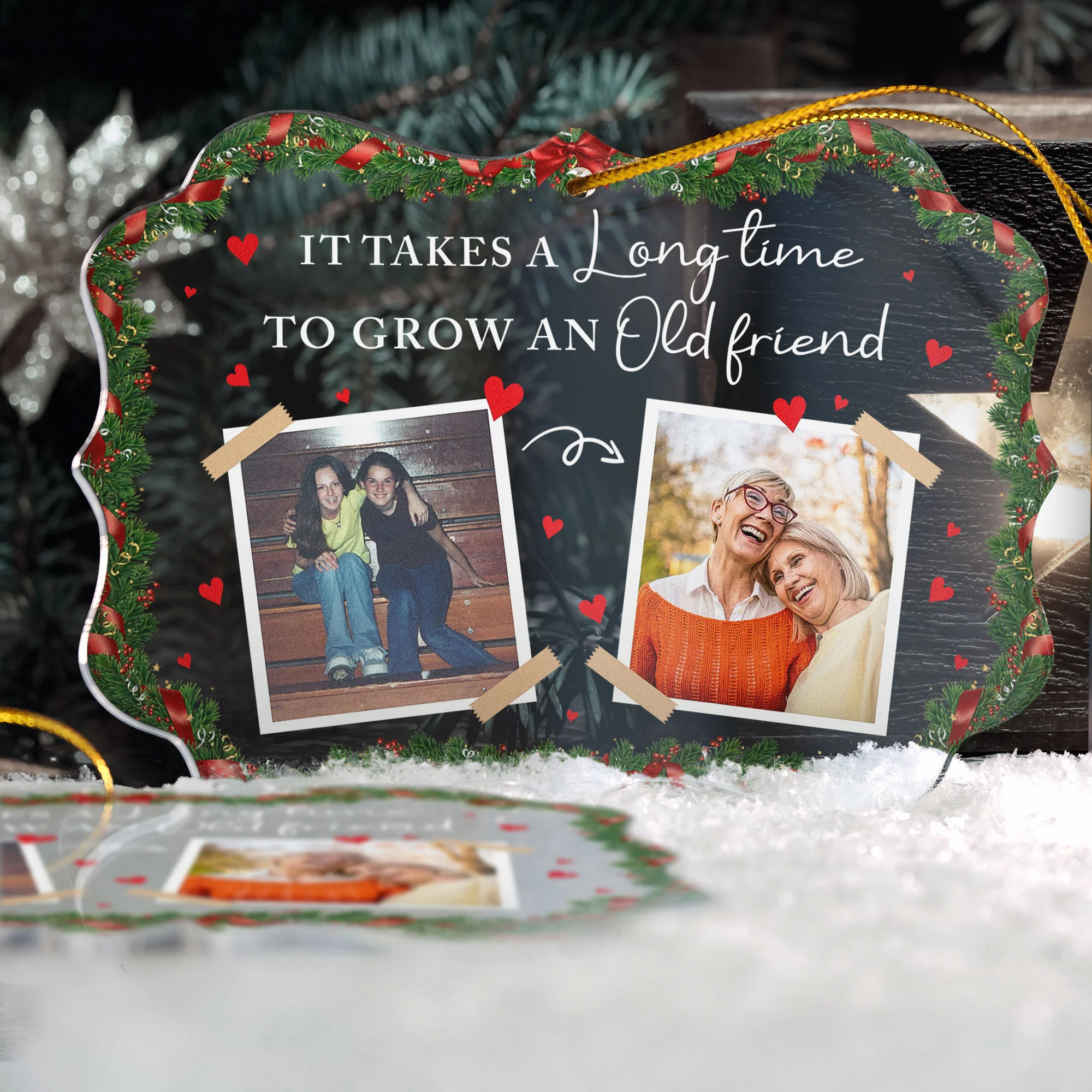 It Takes A Long Time To Grow An Old Friend - Personalized Acrylic Photo Ornament - Image 4