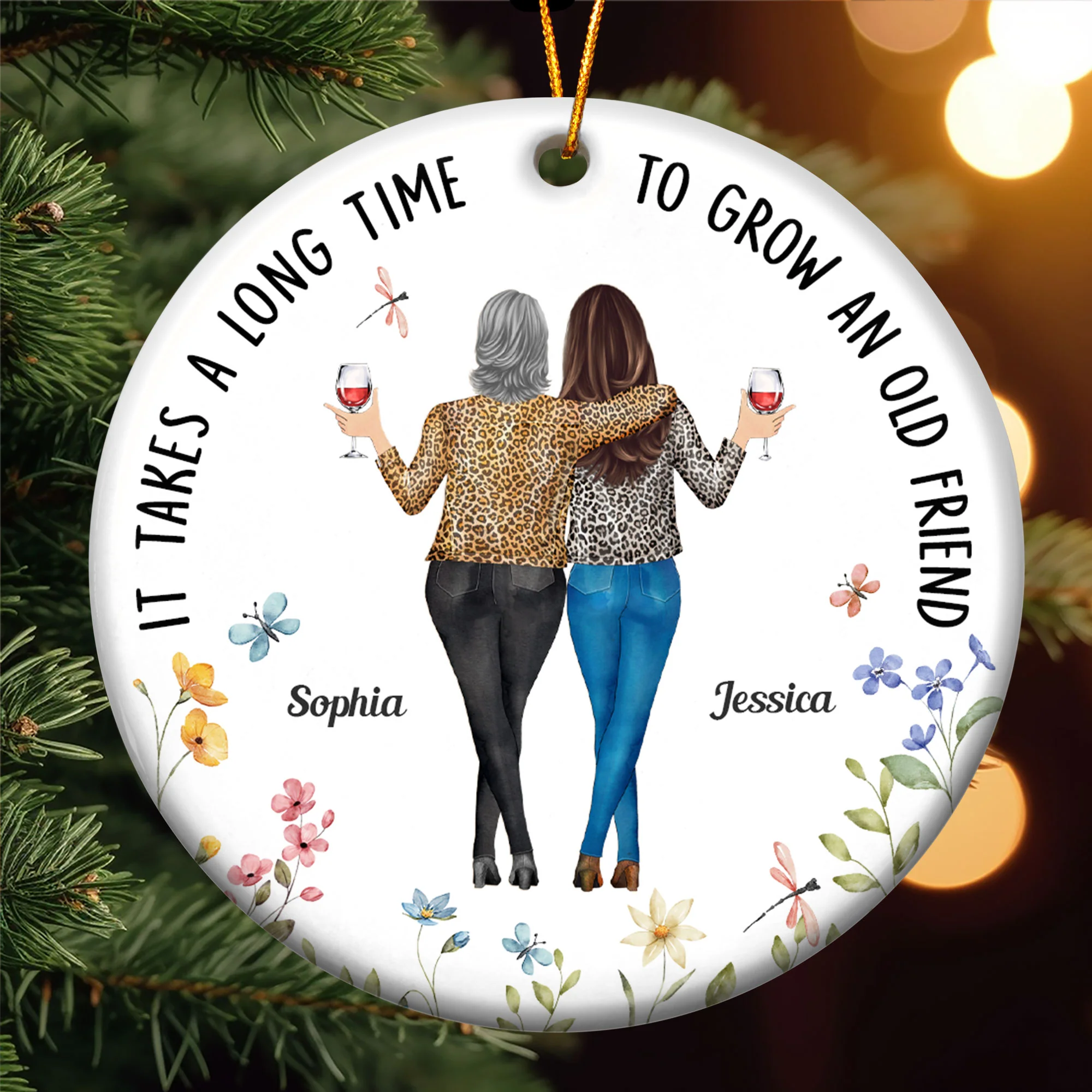 It Takes A Long Time To Grow An Old Friend - Personalized Ceramic Ornament - Gift For Friend