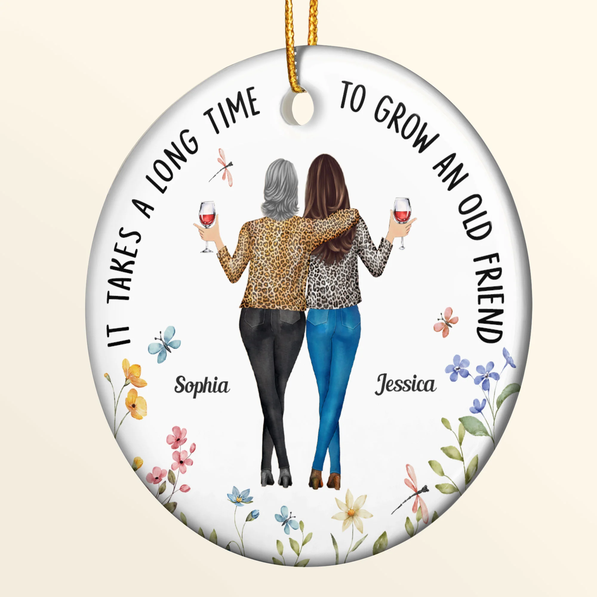 It Takes A Long Time To Grow An Old Friend - Personalized Ceramic Ornament - Gift For Friend - Image 5
