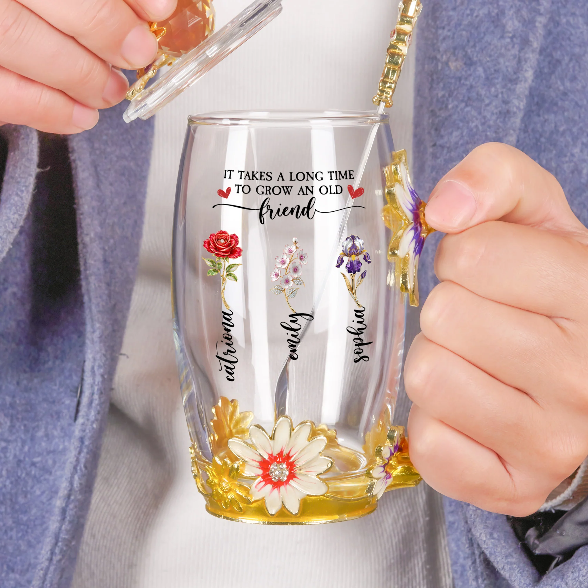 It Takes A Long Time To Grow An Old Friend - Personalized Glass Cup - Image 4