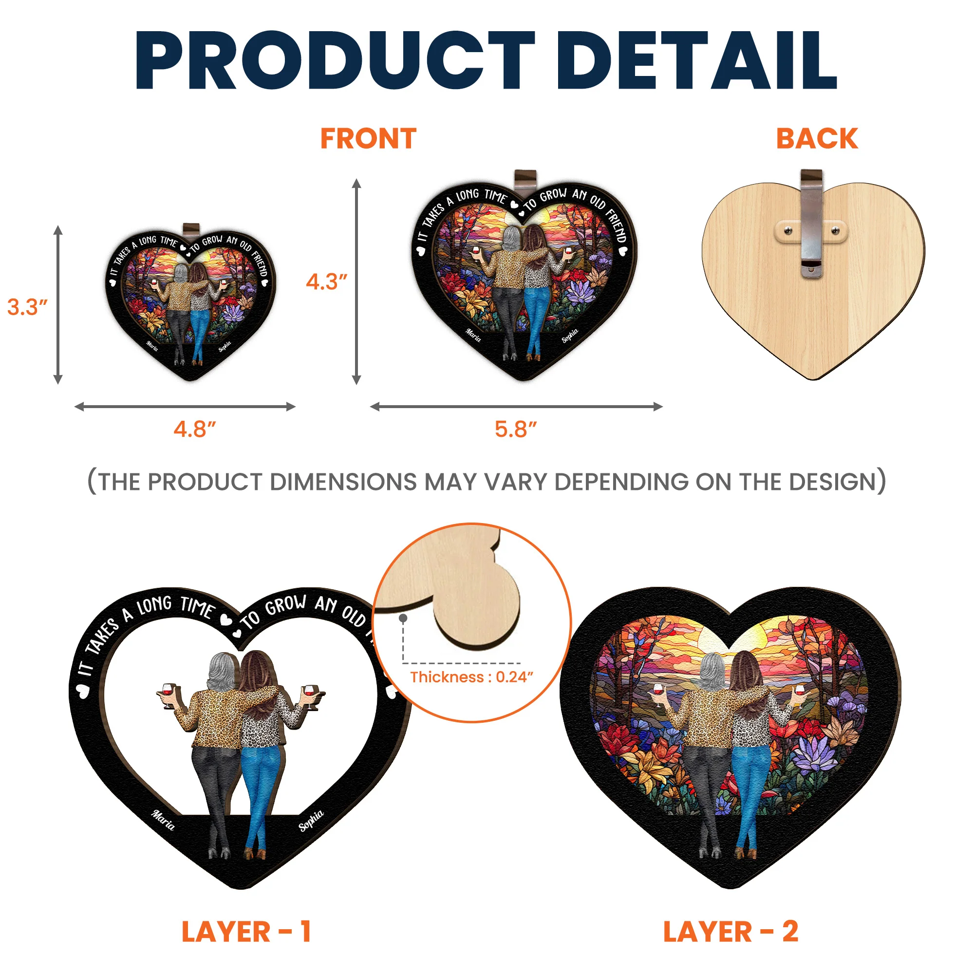 It Takes A Long Time To Grow An Old Friend - Personalized Wooden Car Visor Clip - Image 4