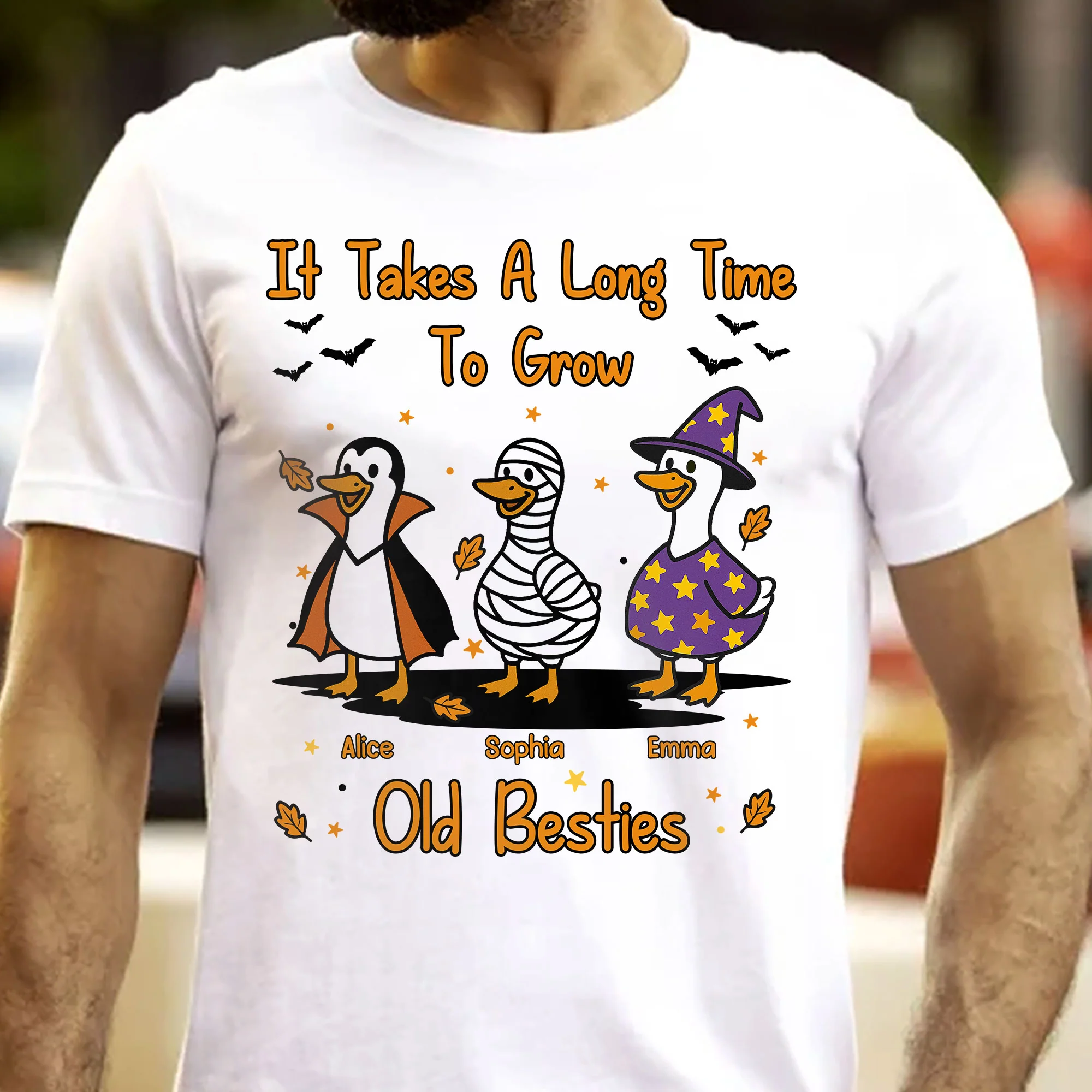 It Takes A Long Time To Grow Old Friends, Besties Halloween Goose - Personalized Shirt - Image 3