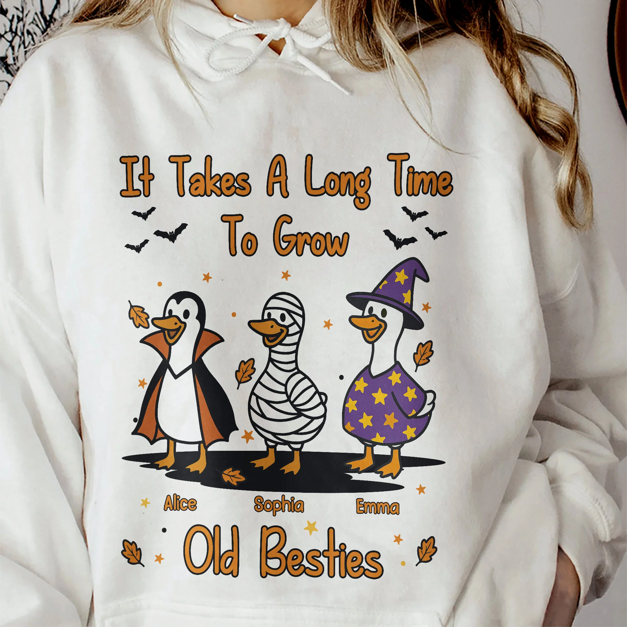 It Takes A Long Time To Grow Old Friends, Besties Halloween Goose - Personalized Shirt - Image 8