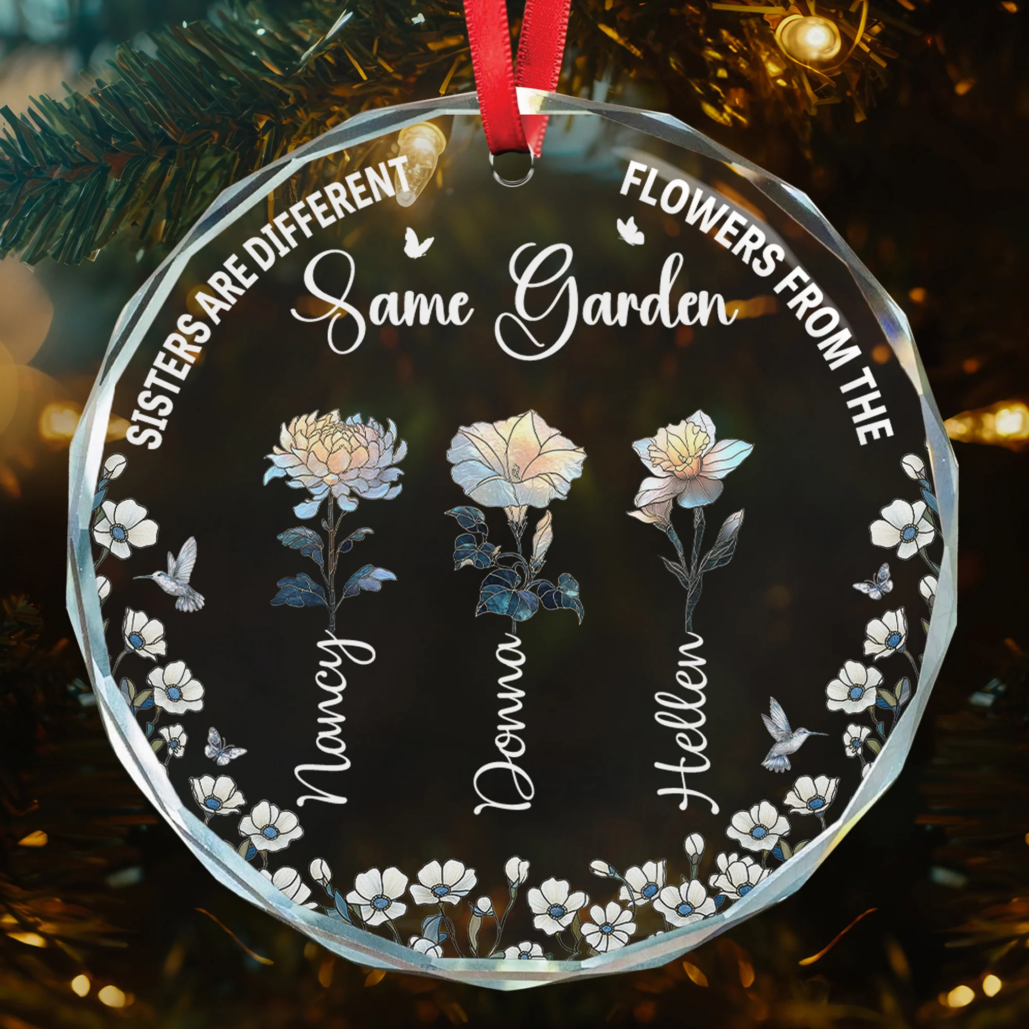 It Takes A Long Time To Grow Old Friends Birth Flowers - Personalized Glass Ornament - Image 4