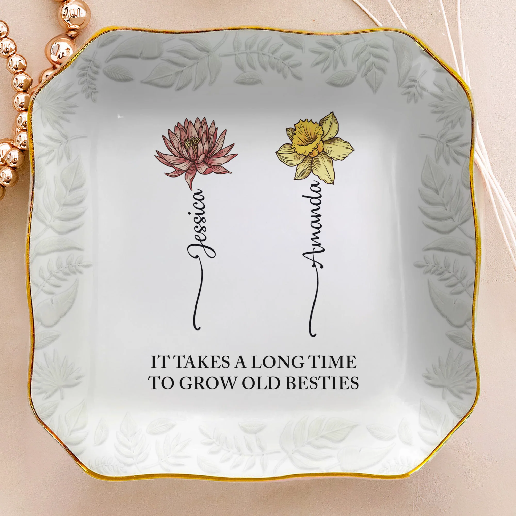 It Takes A Long Time To Grow Old Friends Gift For Friend - Personalized Jewelry Dish - Image 5