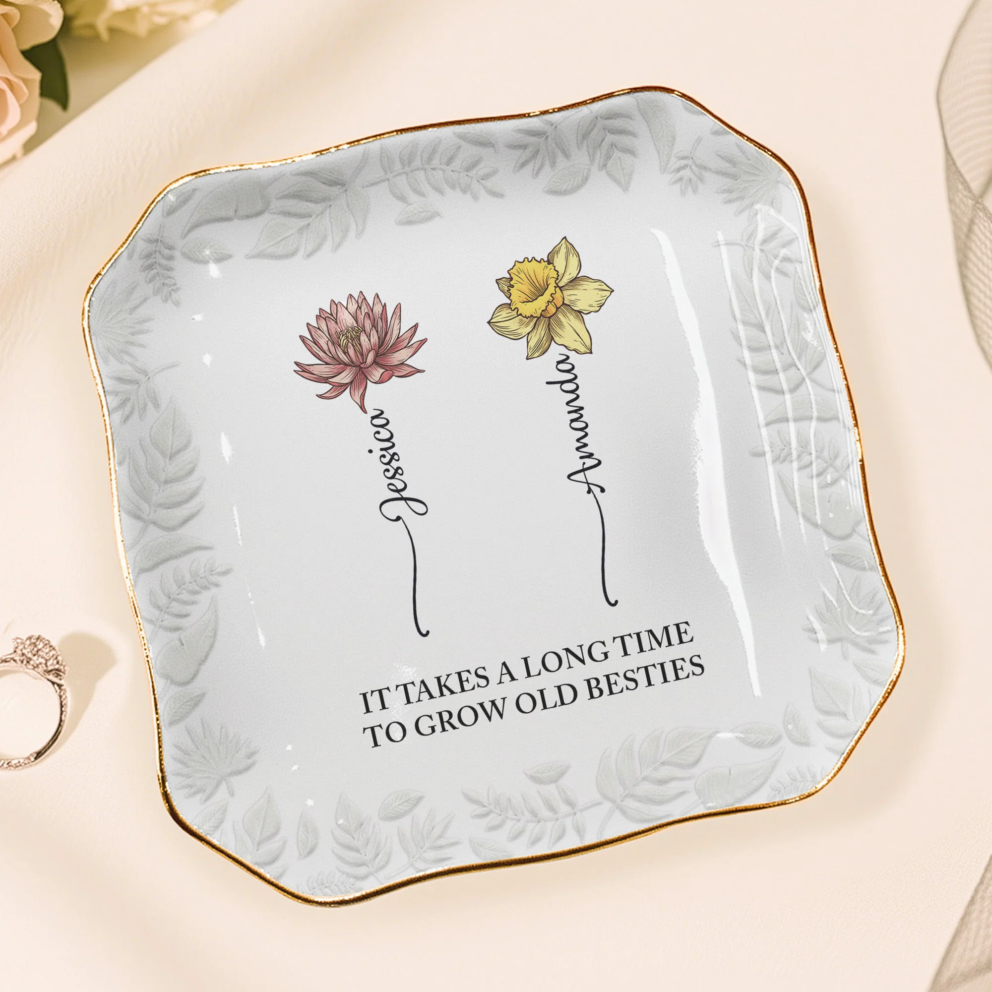It Takes A Long Time To Grow Old Friends Gift For Friend - Personalized Jewelry Dish - Image 6